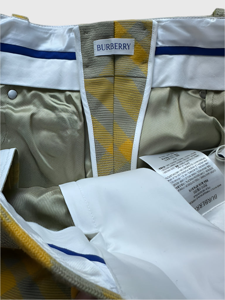 Burberry Mens 38 US | 48 IT Yellow & Beige Check In Hunter IP Check Trousers