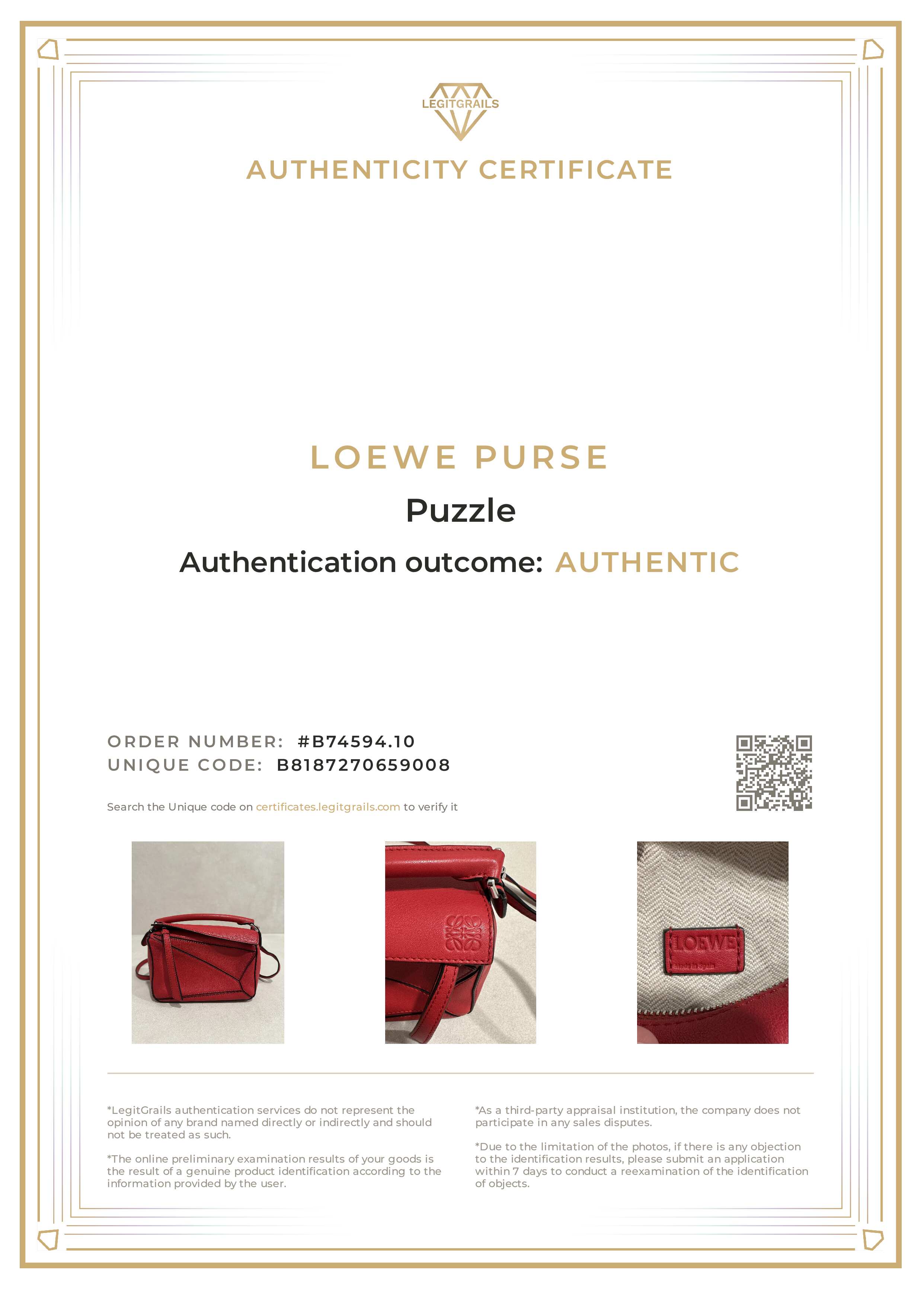 Loewe Puzzle Red Mini Leather 2 Way Crossbody Bag