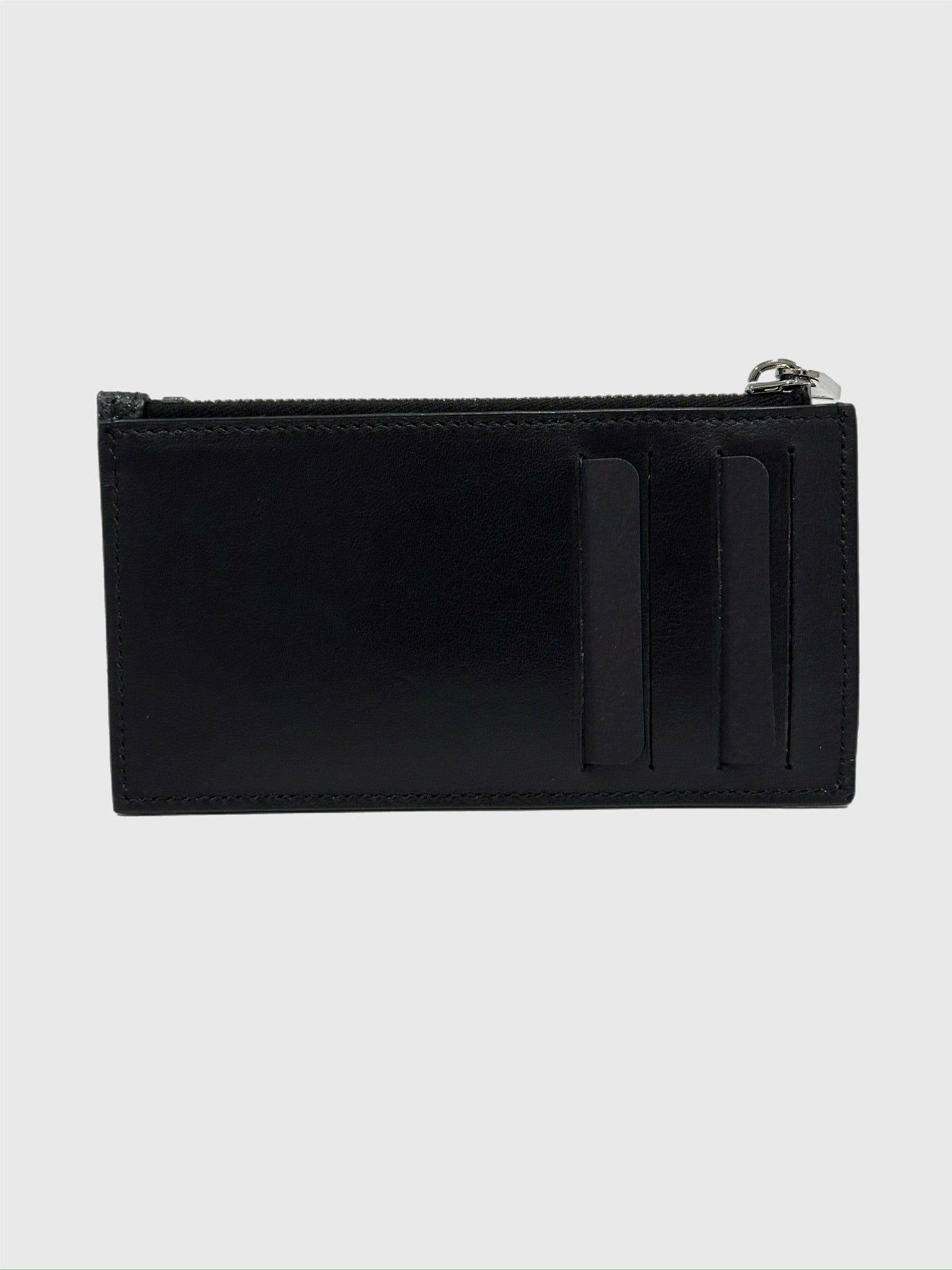 Dior Black CD Diamond Canvas Leather Zipper Card Holder