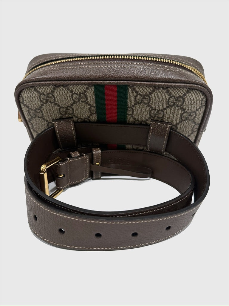 Gucci GG Supreme Ophidia Brown Canvas Medium Belt Bag