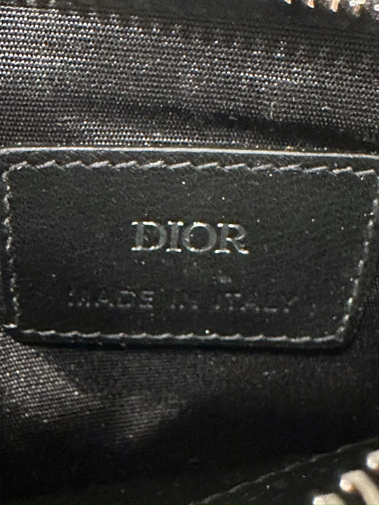 Dior Black CD Diamond Canvas Leather Zipper Card Holder