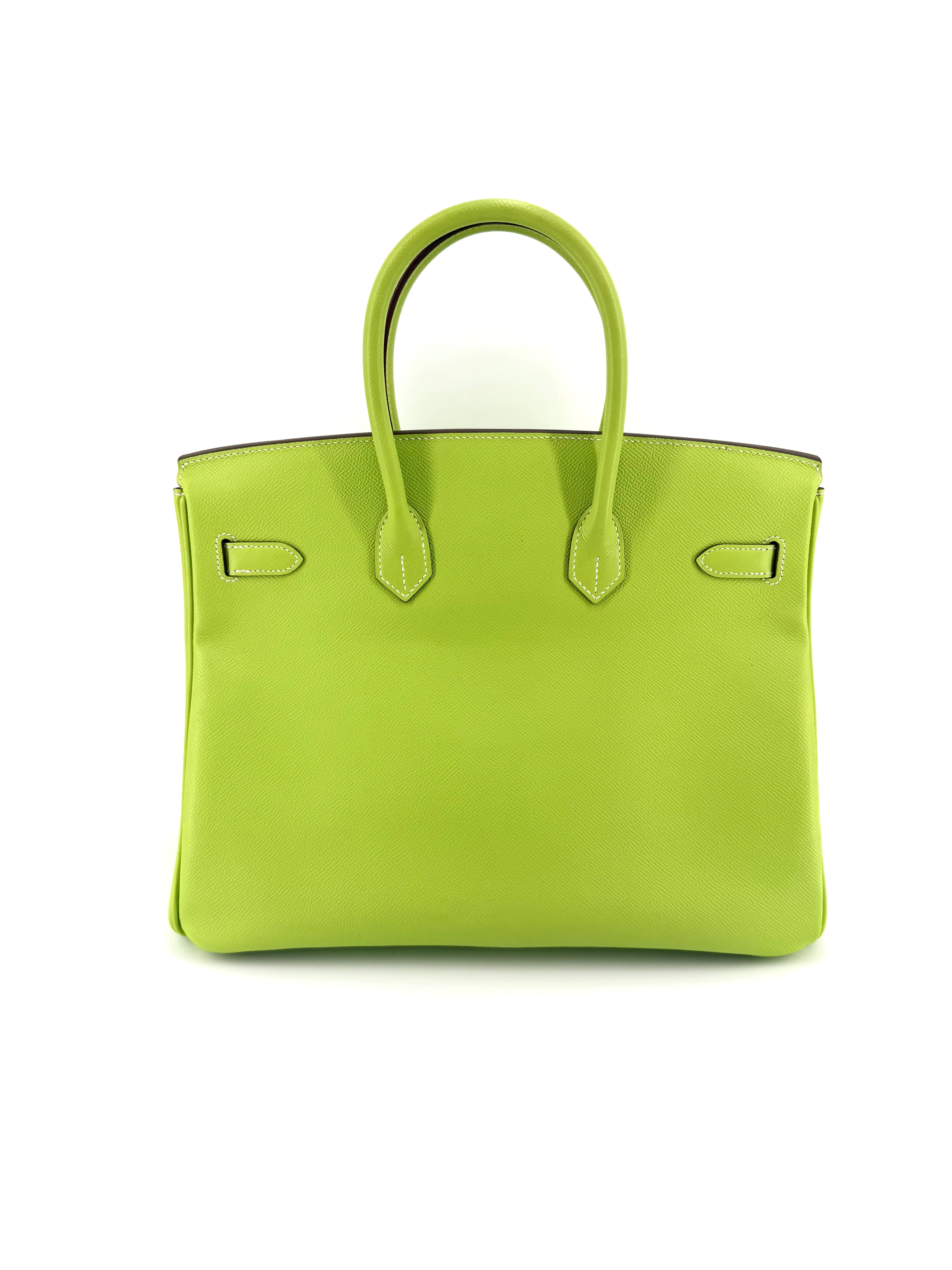 Pre-Owned Hermes Birkin 35 Kiwi Candy Epsom Leather Palladium Hardware Handbag
