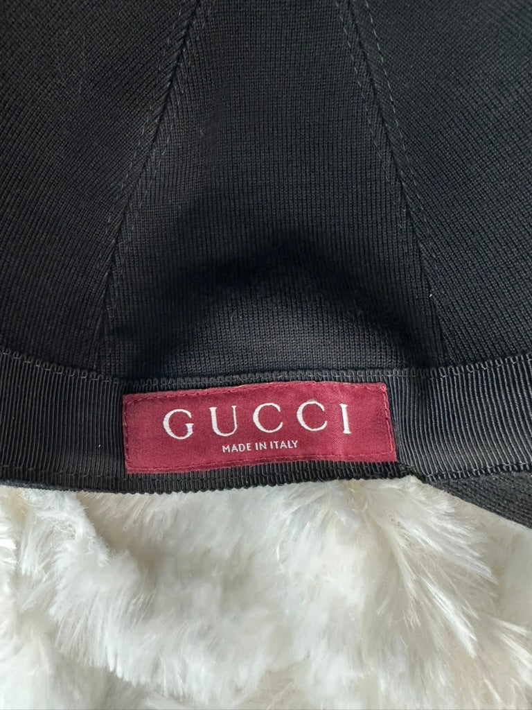 Gucci Wool Embroidered - Size M (58cm) - Black Logo Baseball Hat