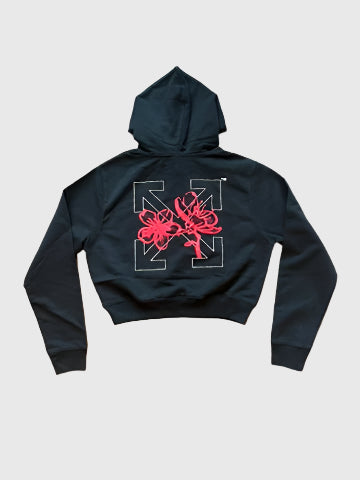 Off-White Women's XS Black/Red Cropped Hoodie