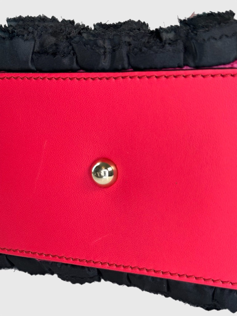 Valentino Garavani Rosier Medium Tote w/Real Pink and Black Fabric Rosettes