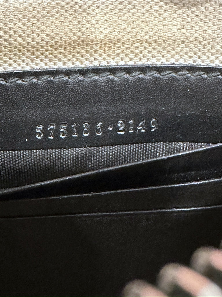 Gucci GG Supreme Monogram Tigers Zip Portfolio Wristlet Black