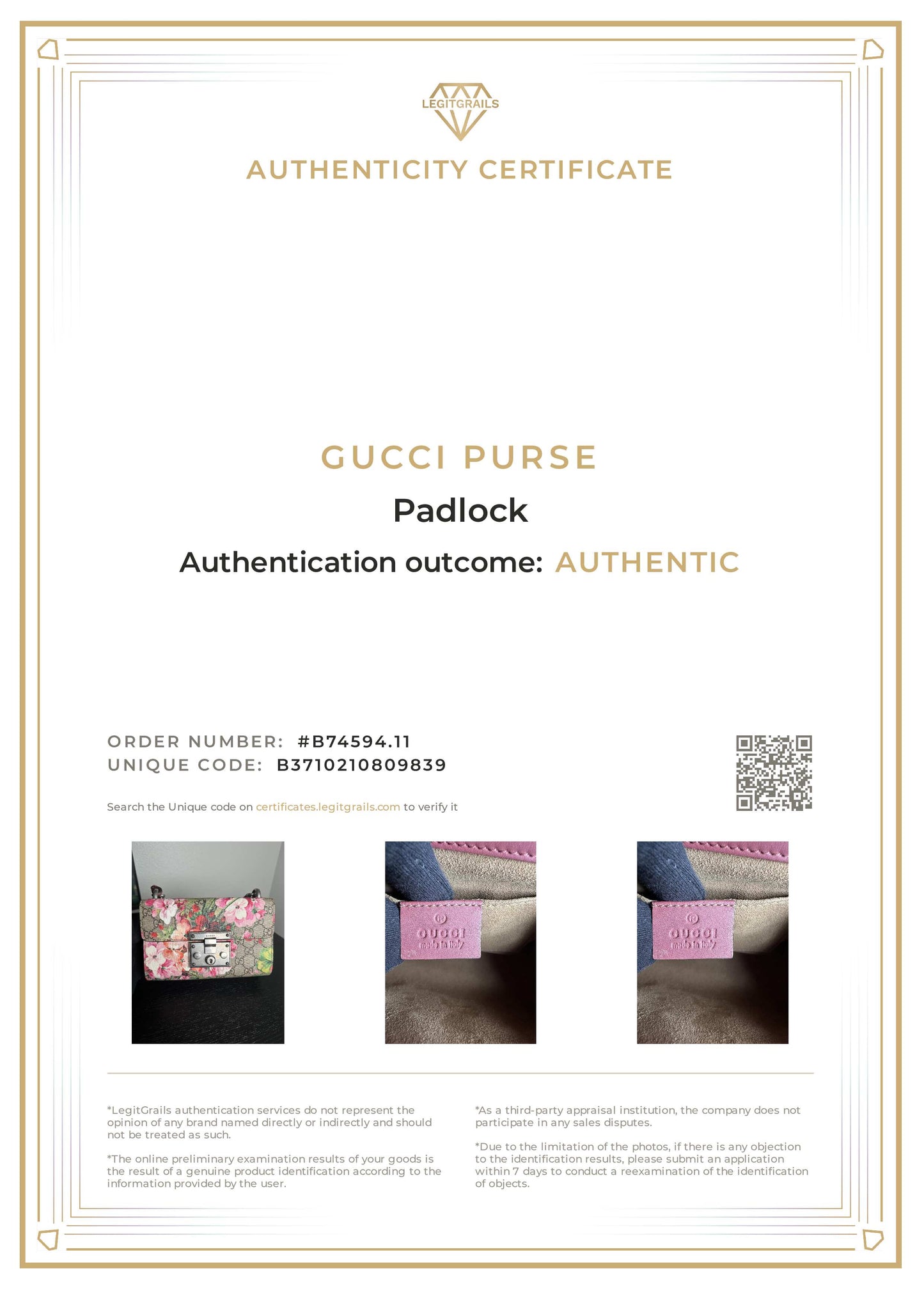 Gucci GG Blooms Floral Red Pink Padlock Canvas Crossbody Bag