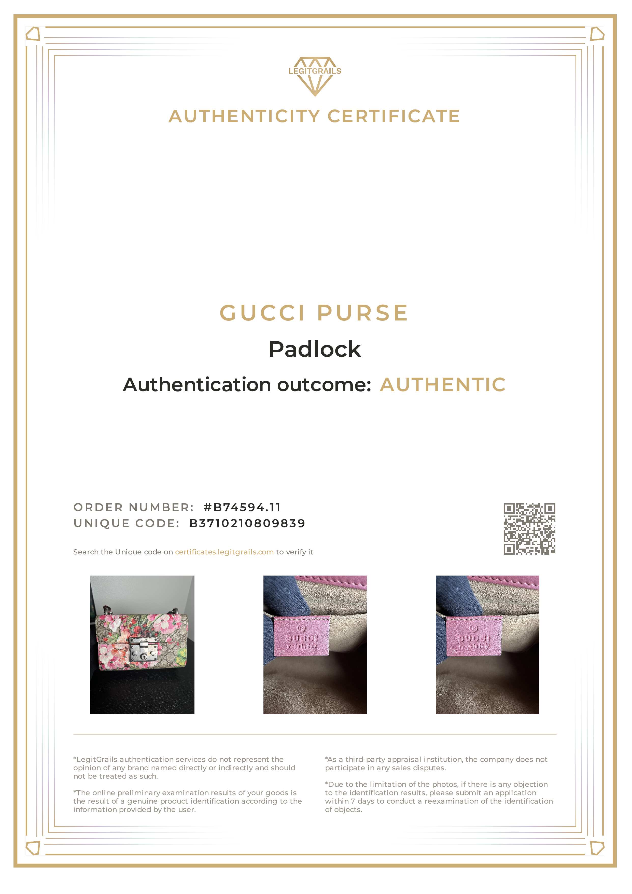 Gucci GG Blooms Floral Red Pink Padlock Canvas Crossbody Bag