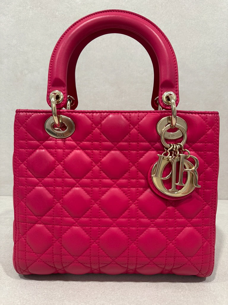 Christian Dior Lambskin Cannage Lady Dior - Medium