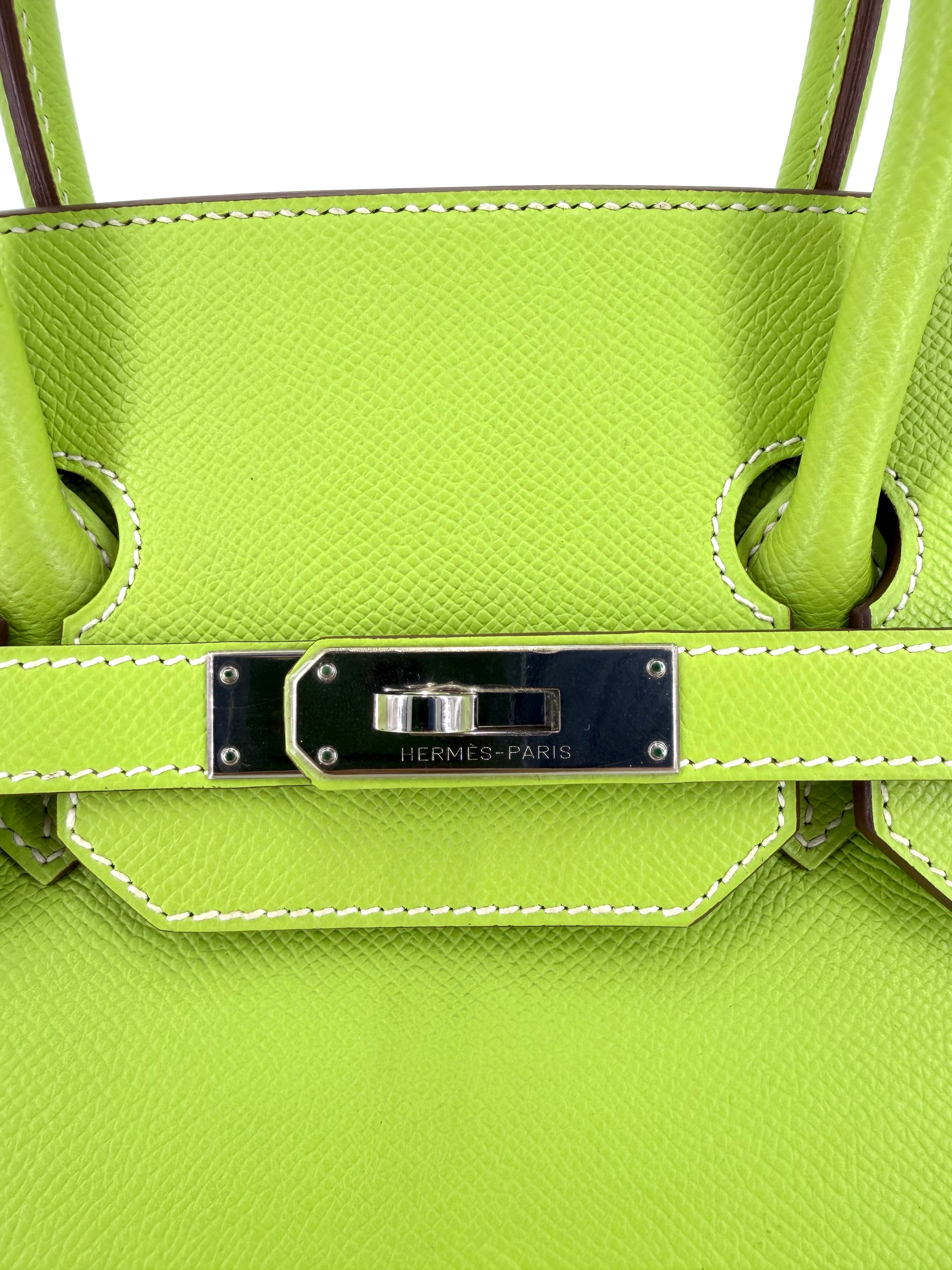 Pre-Owned Hermes Birkin 35 Kiwi Candy Epsom Leather Palladium Hardware Handbag