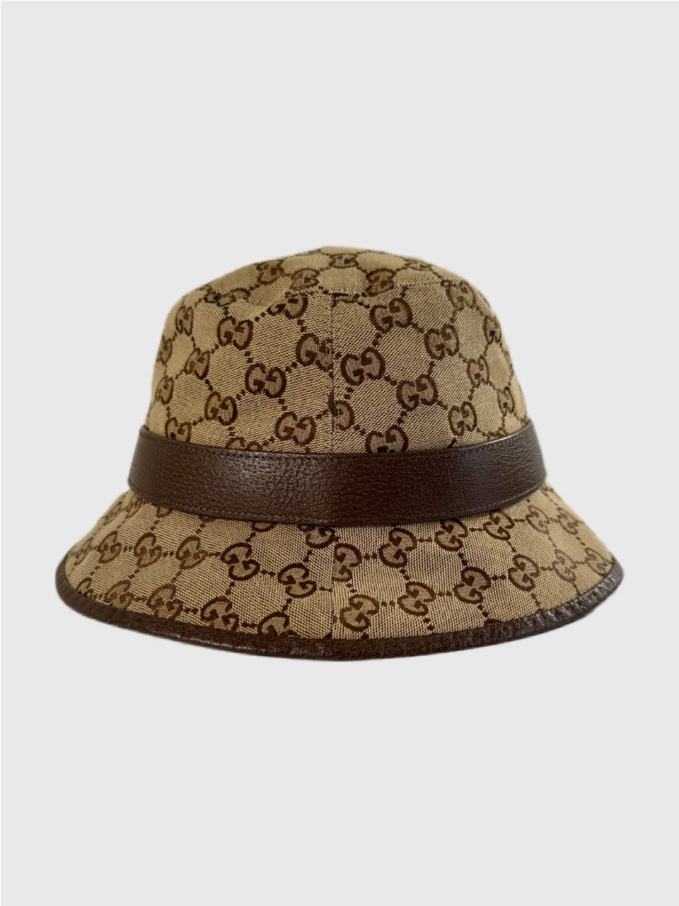 Gucci GG Beige/Brown Canvas Bucket Hat Size L 59cm