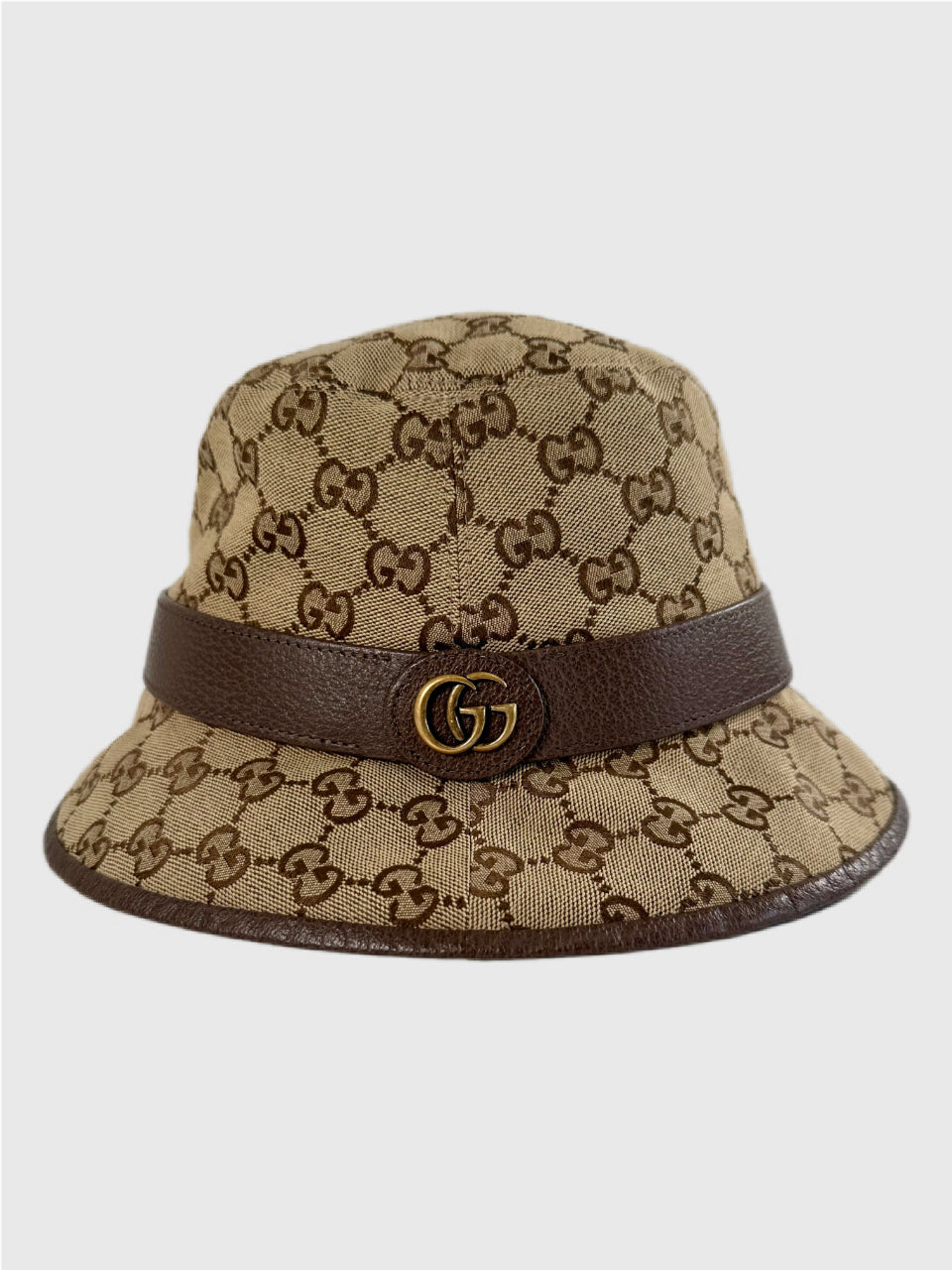 Gucci GG Beige/Brown Canvas Bucket Hat Size L 59cm