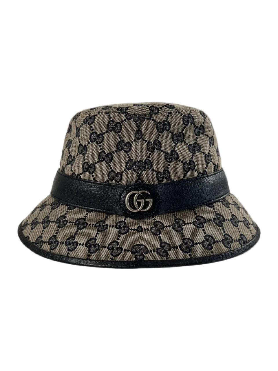 Pre-Owned Gucci GG Beige/Blue Canvas Bucket Hat Size XL 60cm