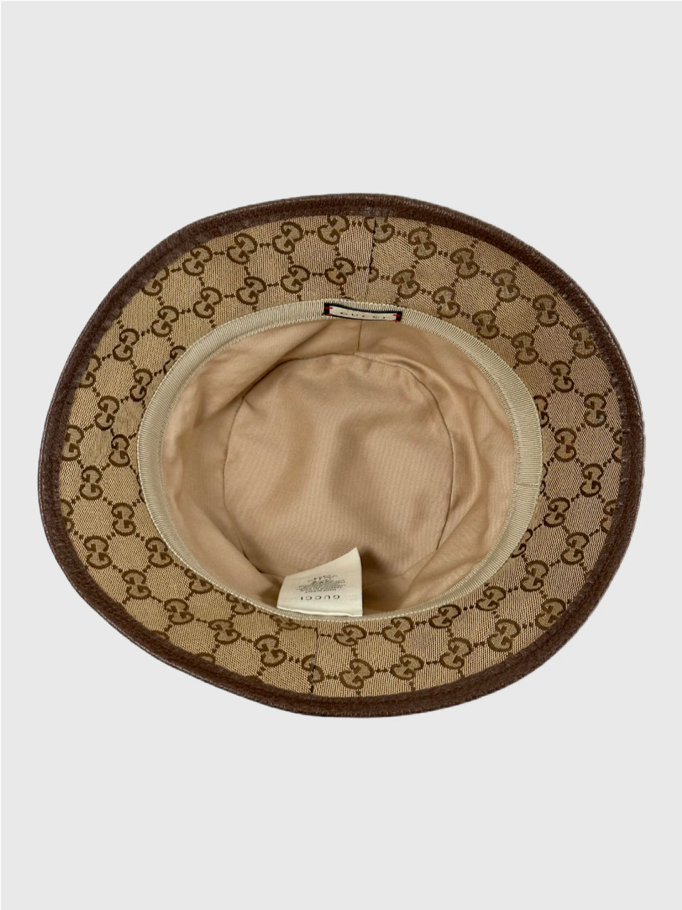 Pre-Owned Gucci GG Beige/Brown Canvas Bucket Hat Size L 59cm