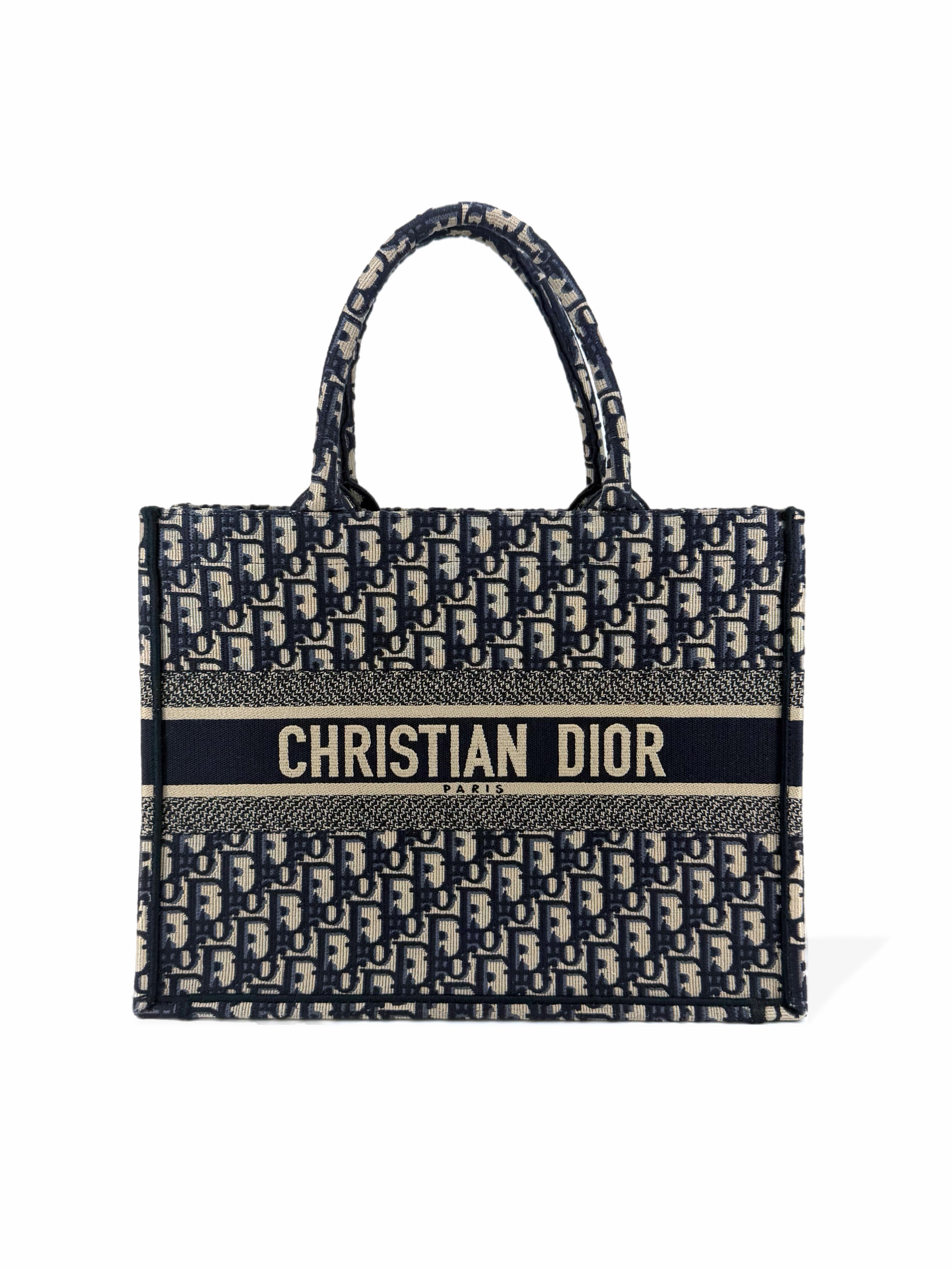 Pre-Owned Dior Oblique Embroidery Medium Book Tote