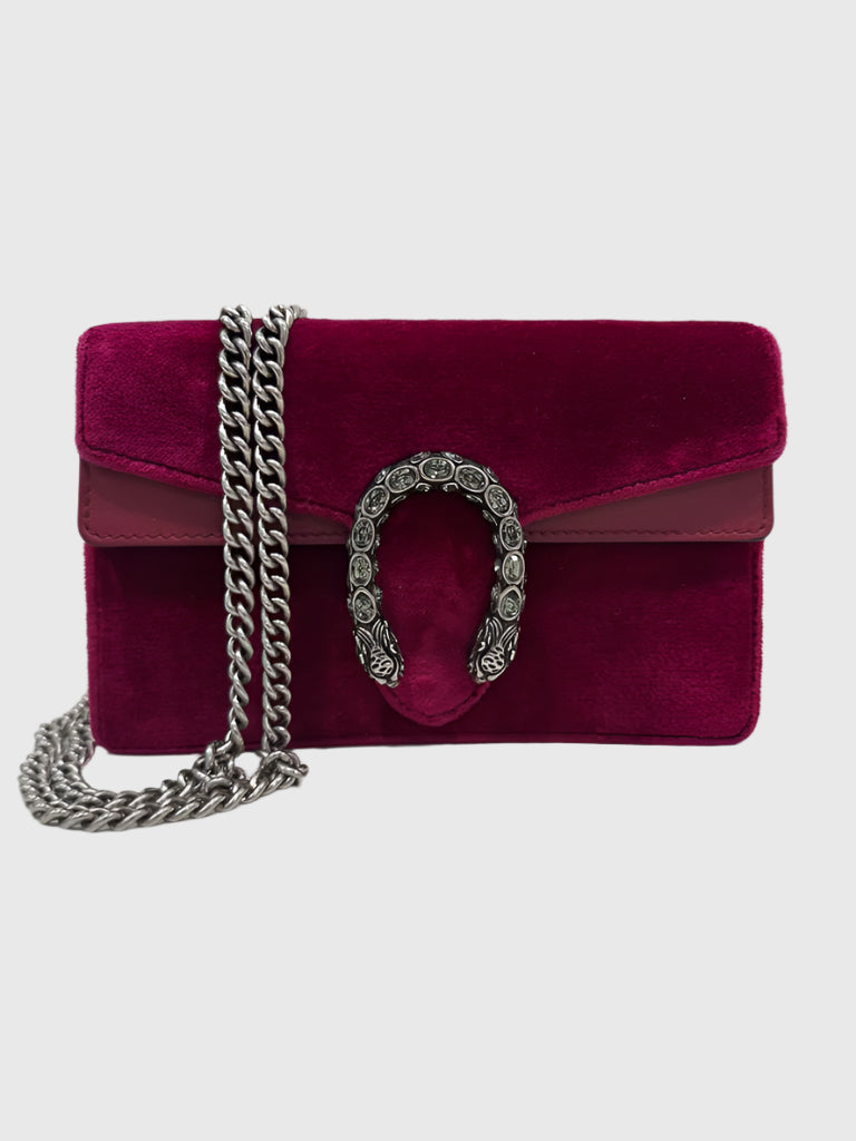 Gucci Purple Velvet Crystal Dionysus Super Mini Bag