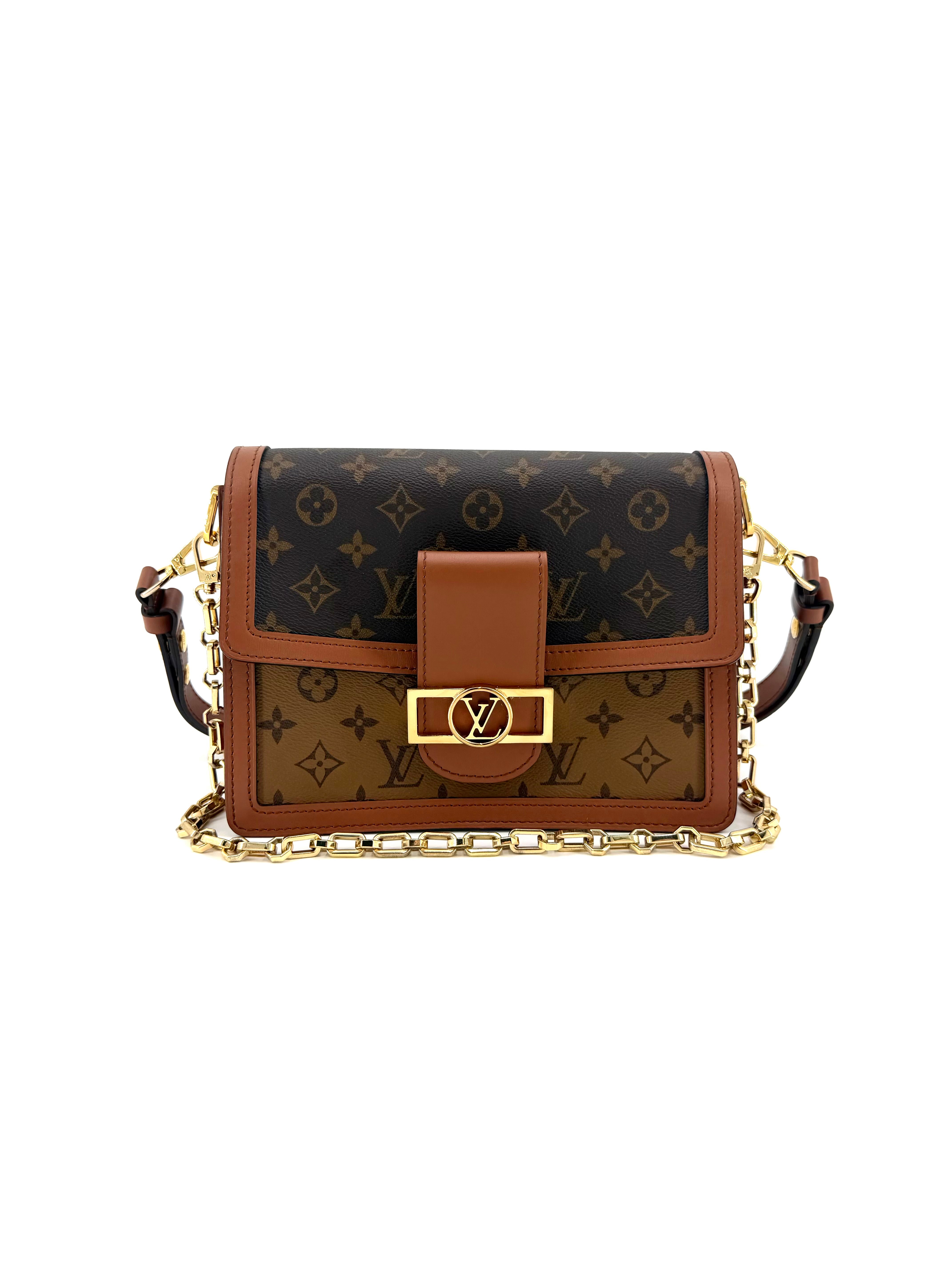 Louis Vuitton Dauphine MM Monogram Reverse Canvas Bag with Gold Hardware