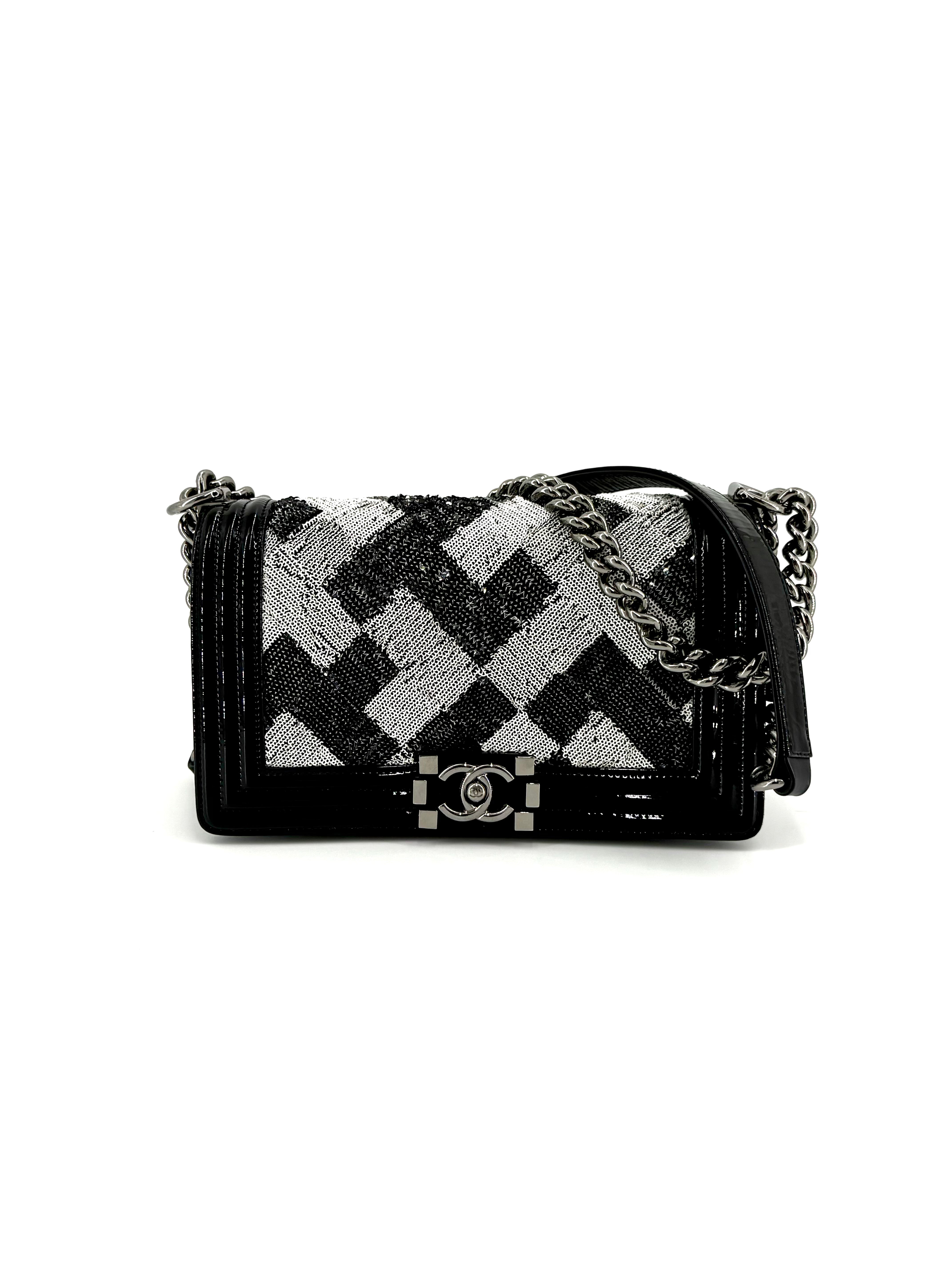 Pre-Owned Chanel Sequin Medium Boy Crossbody Bag