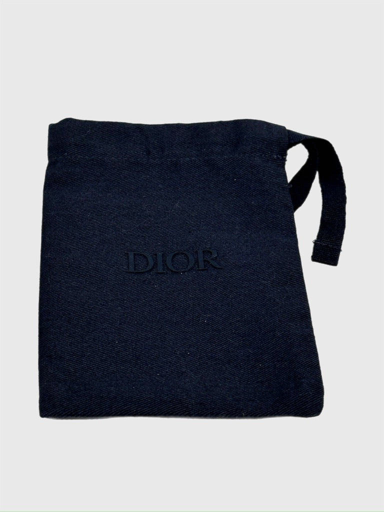 Dior Black CD Diamond Canvas Leather Zipper Card Holder