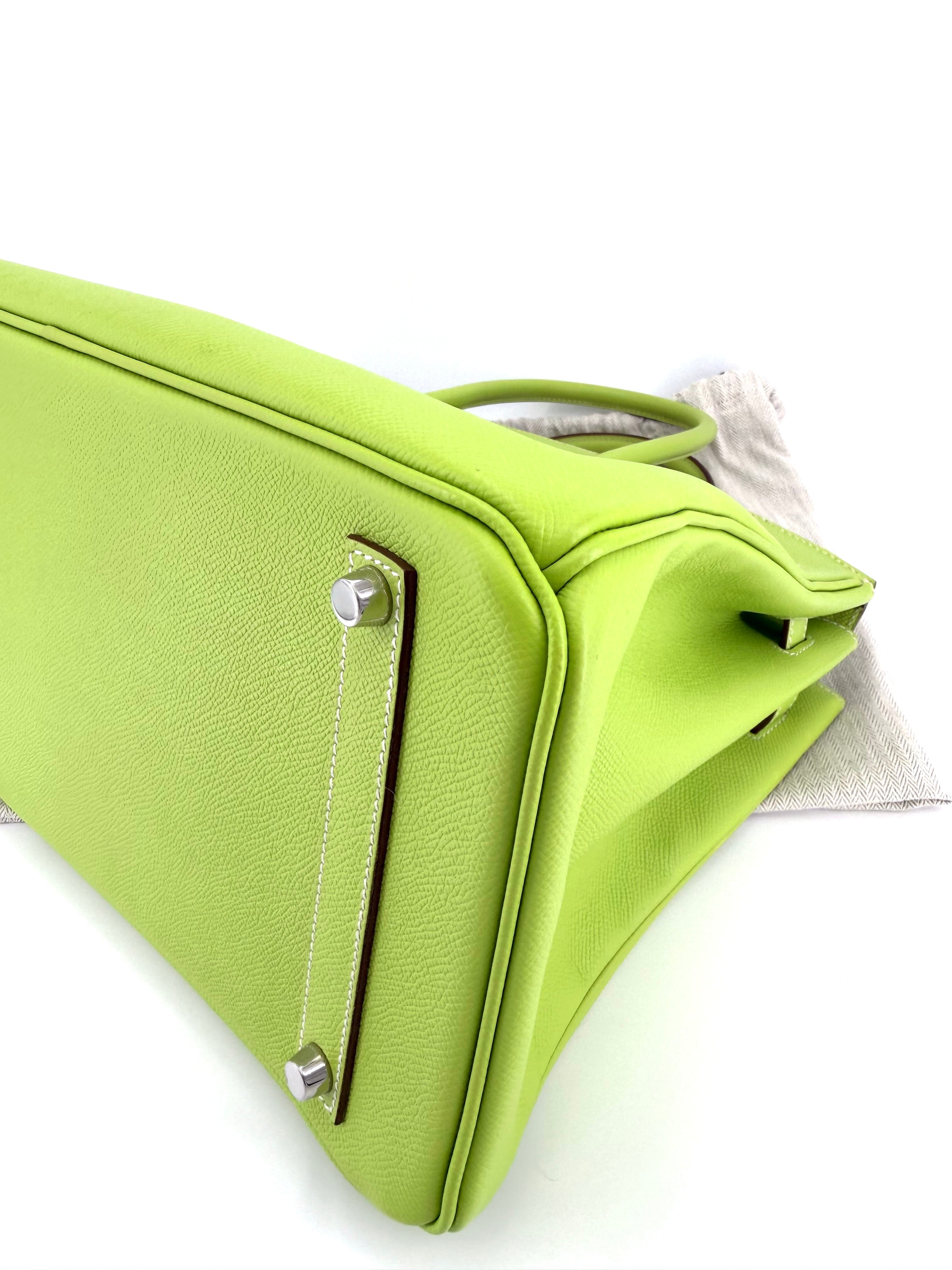 Pre-Owned Hermes Birkin 35 Kiwi Candy Epsom Leather Palladium Hardware Handbag