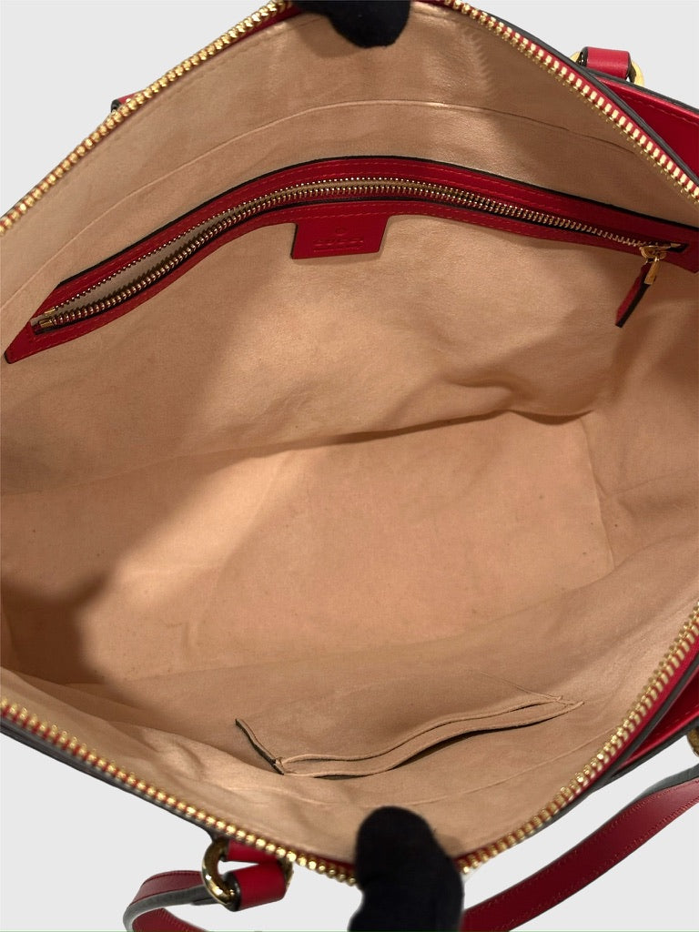 Gucci GG Supreme Canvas Blue Blooms Red Tote Bag