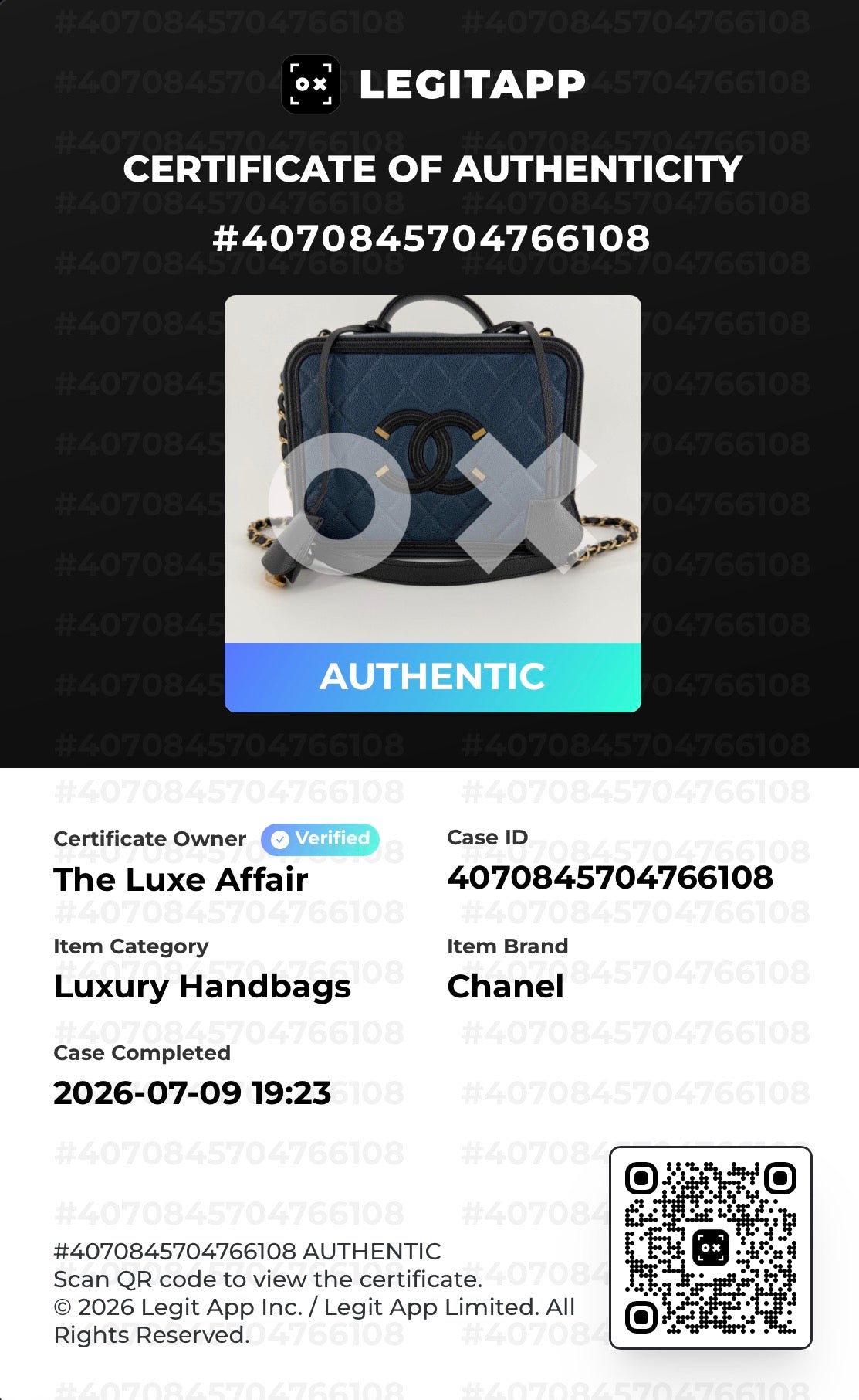 Pre-Owned Chanel Filigree Medium Blue and Black Caviar Bag