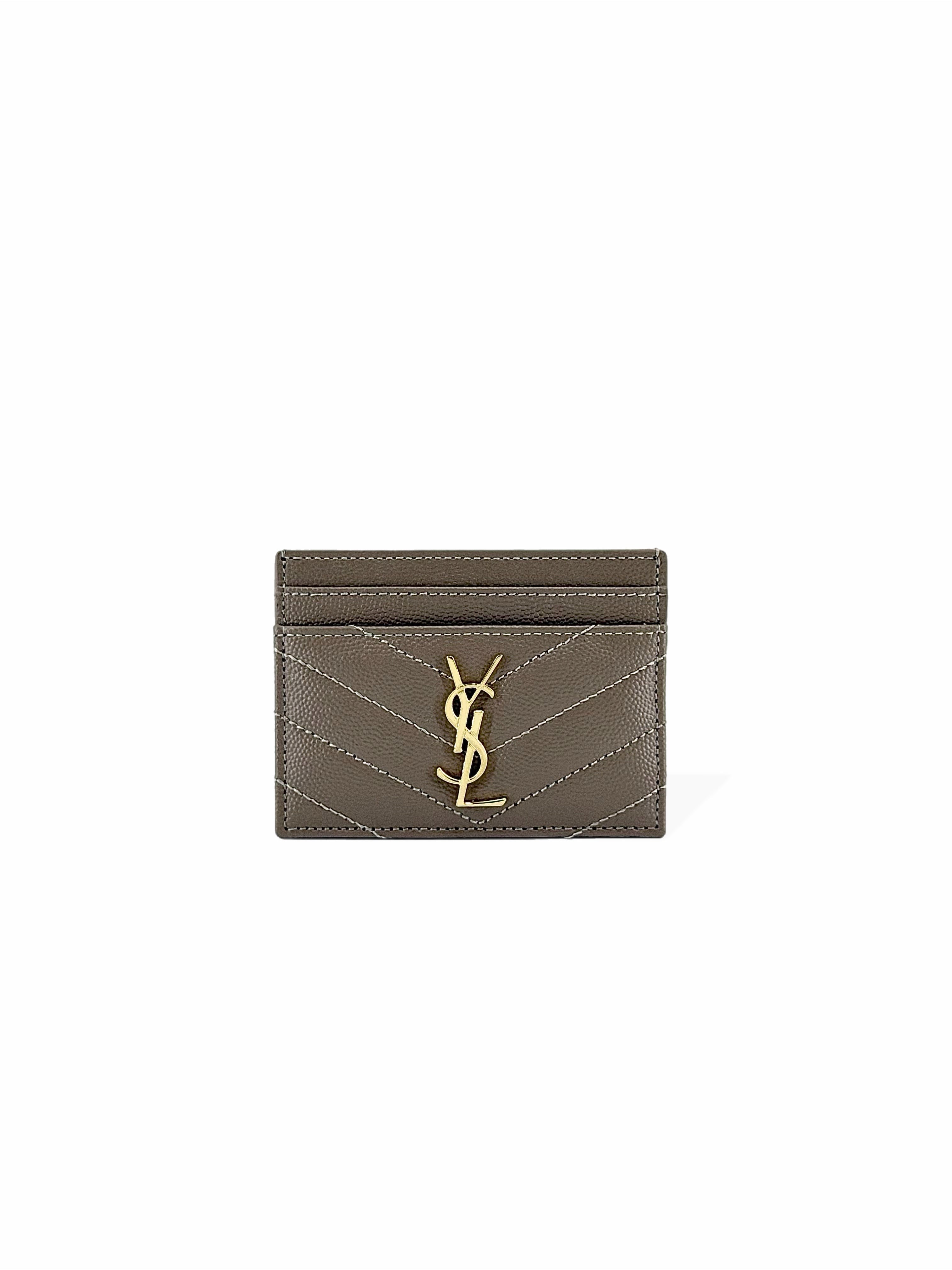 Pre-Owned Saint Laurent Matelasse Monogram Cardholder Leather Card Holder