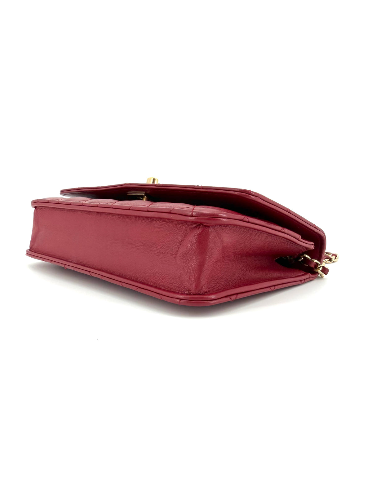 Chanel Trendy Red Lambskin Wallet on Chain (WOC) Gold Hardware