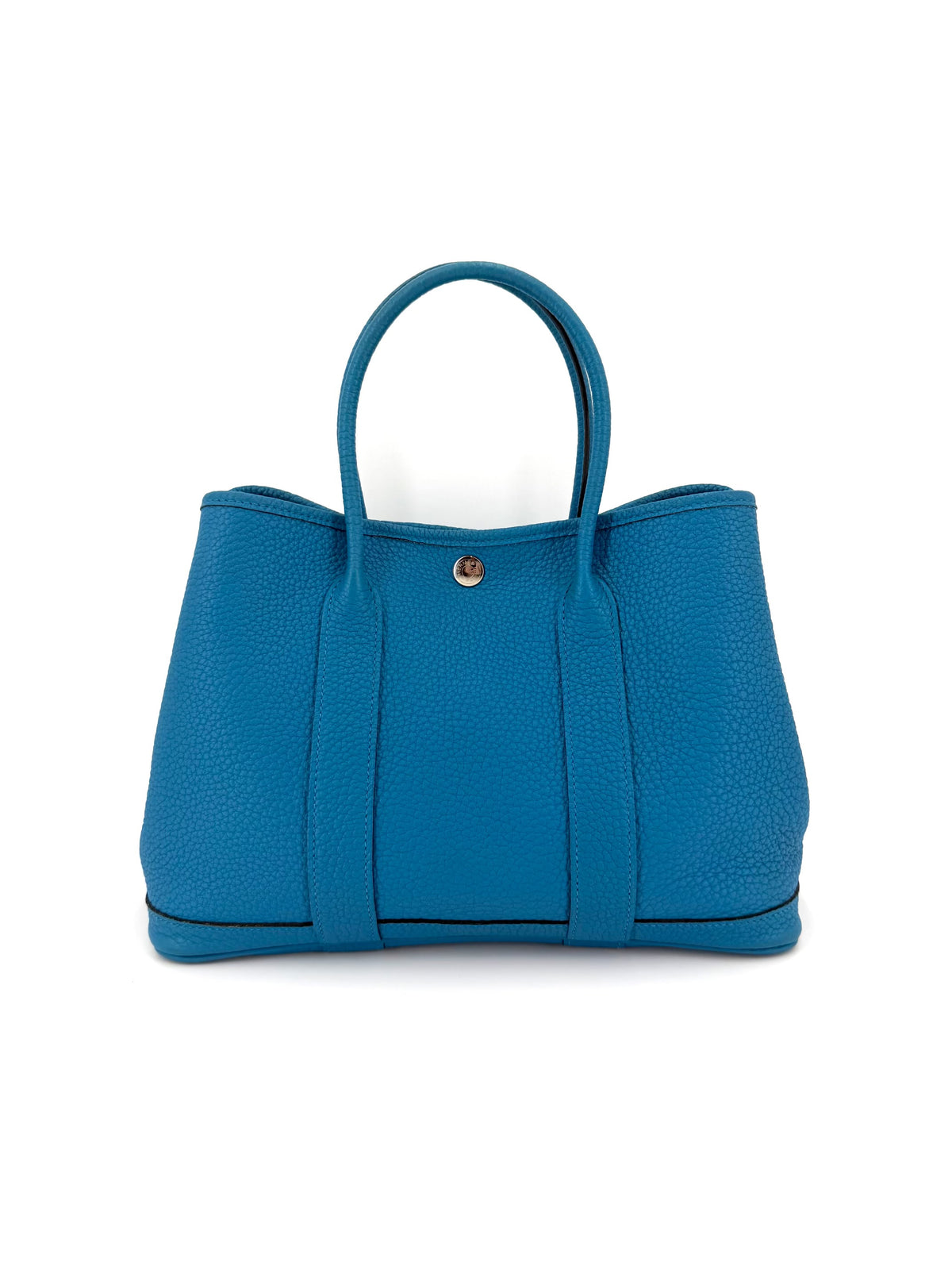 Pre-Owned Hermès Garden Party 30 Bleu Zanzibar Negonda Leather Tote Bag Palladium Hardware