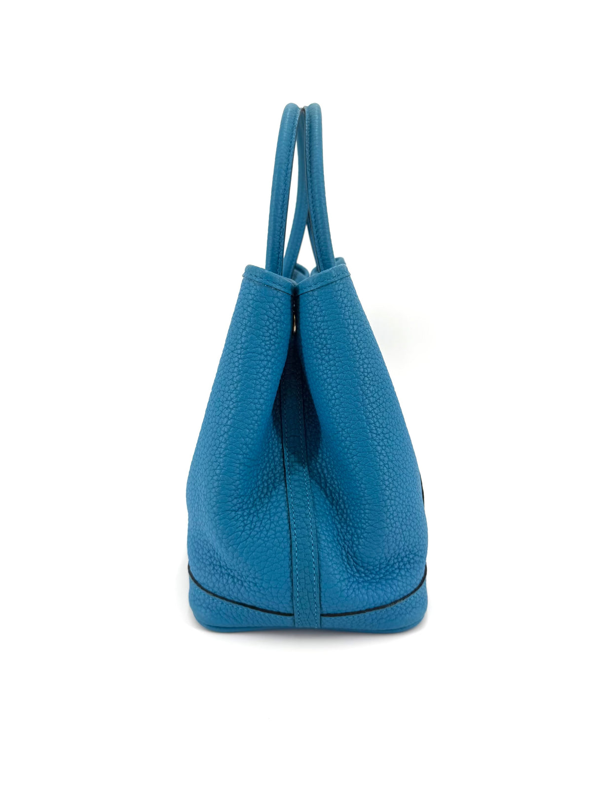 Pre-Owned Hermès Garden Party 30 Bleu Zanzibar Negonda Leather Tote Bag Palladium Hardware
