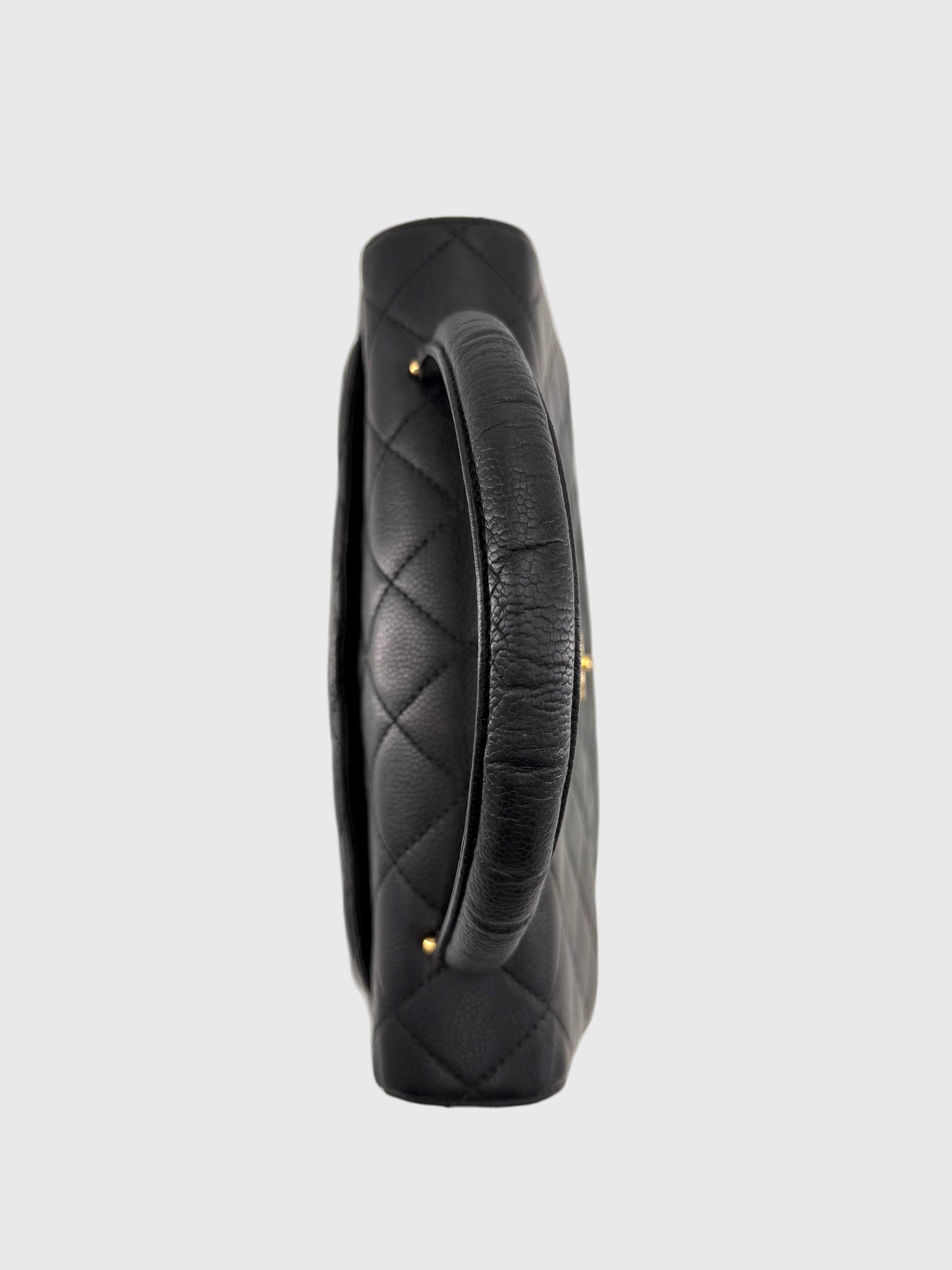 Chanel Vintage Caviar Leather Kelly Bag Black Gold Hardware