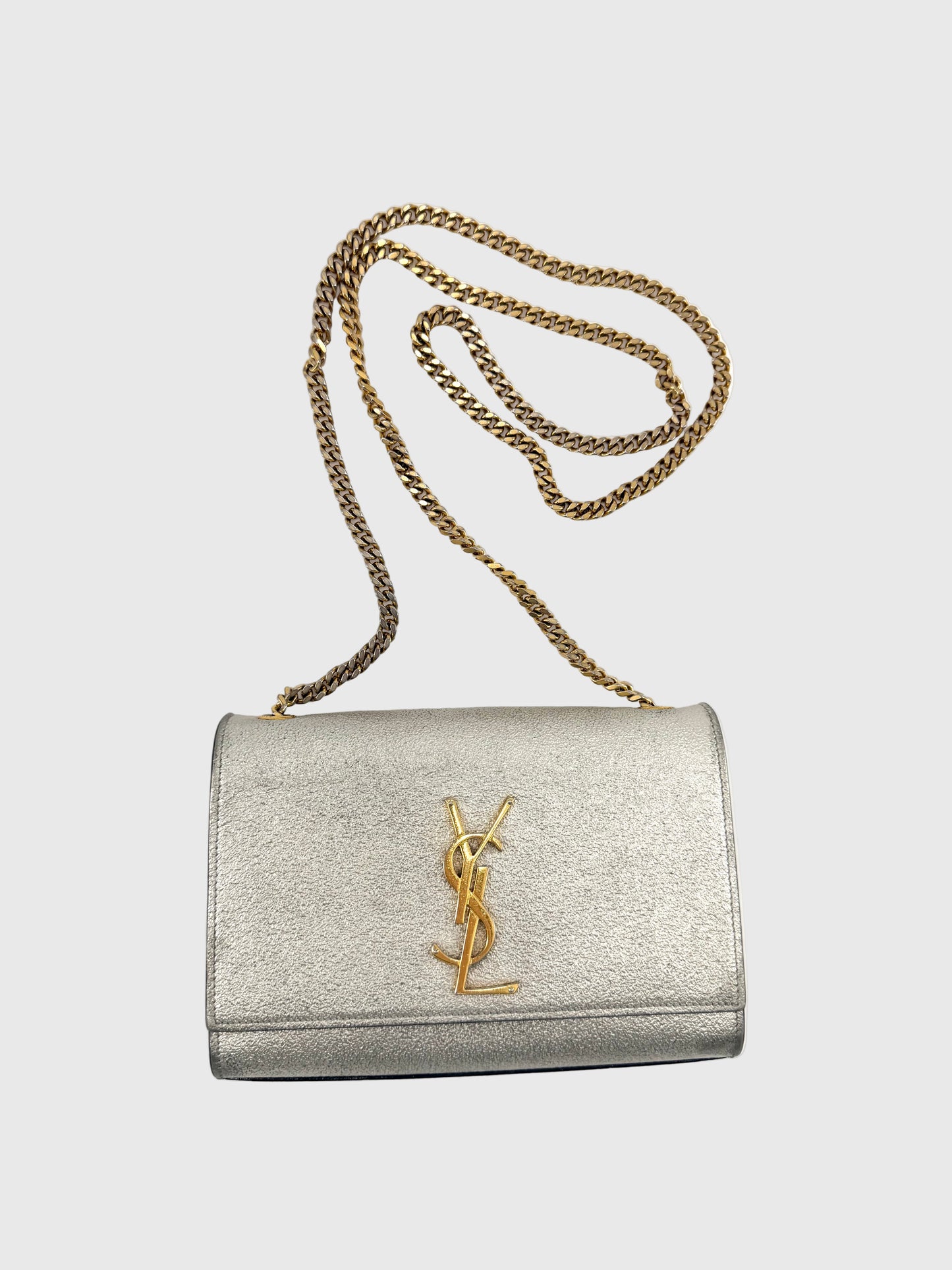 Saint Laurent Metallic Leather Classic Monogram Crossbody Bag