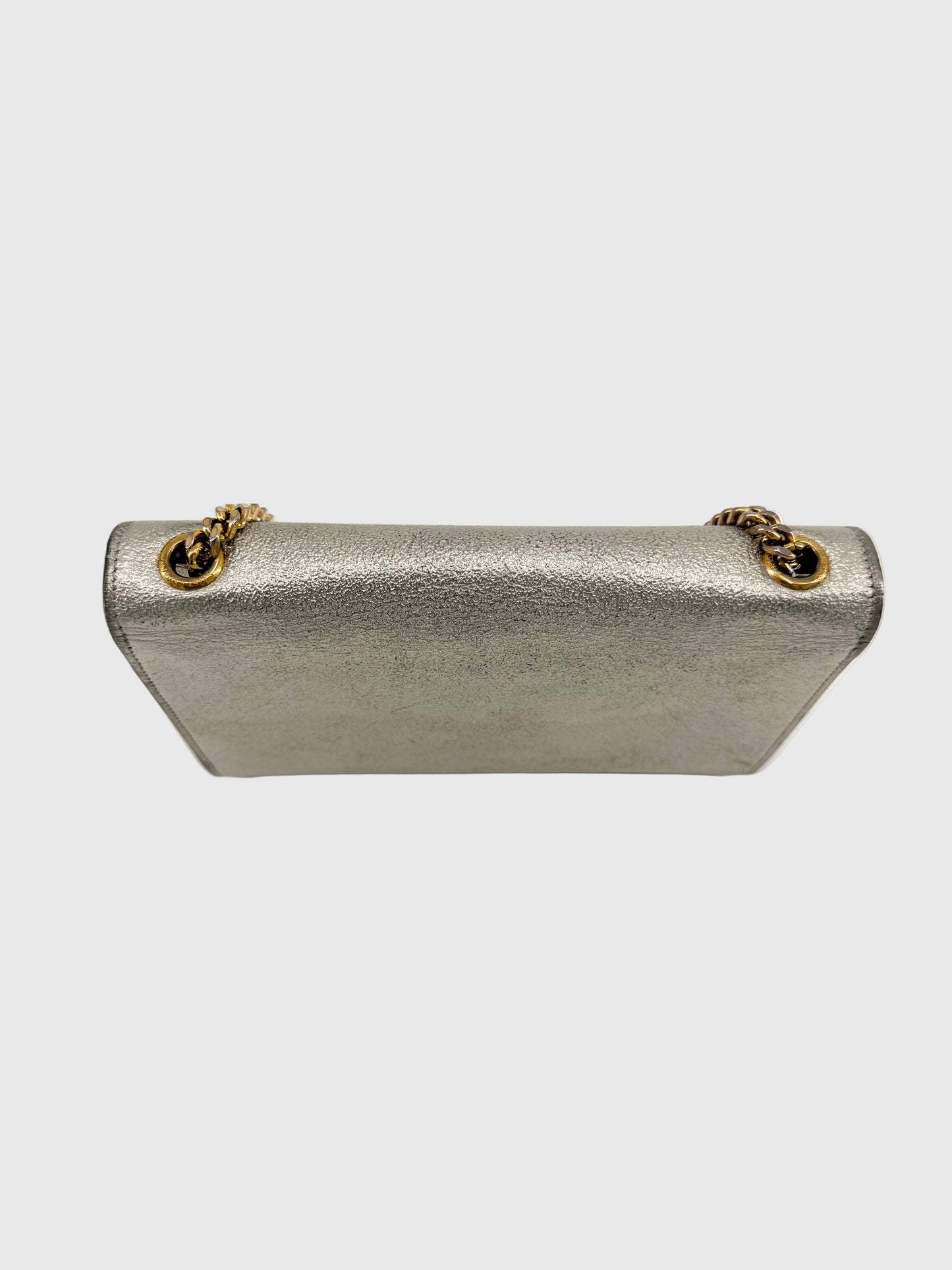 Saint Laurent Metallic Leather Classic Monogram Crossbody Bag
