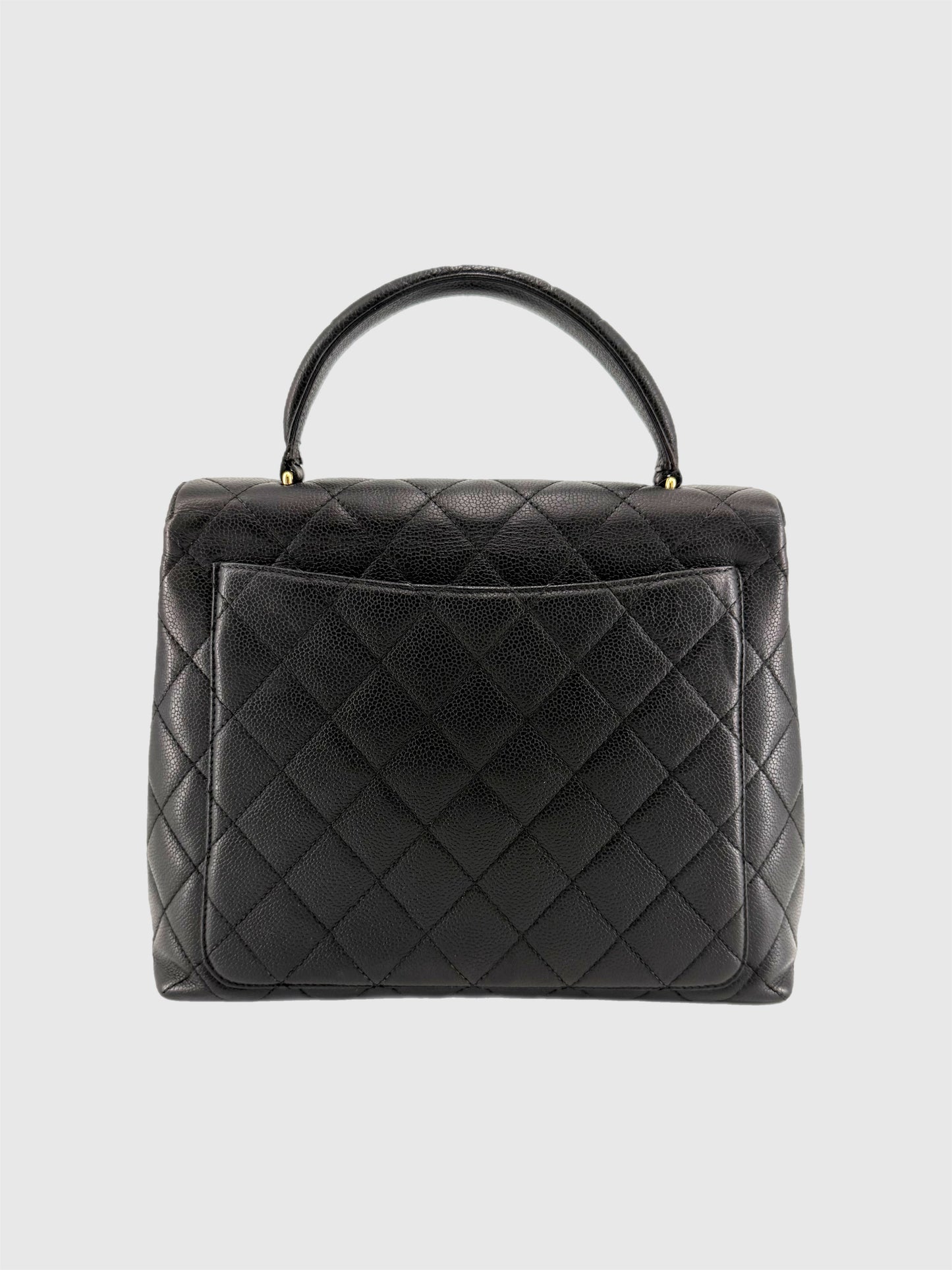Chanel Vintage Caviar Leather Kelly Bag Black Gold Hardware