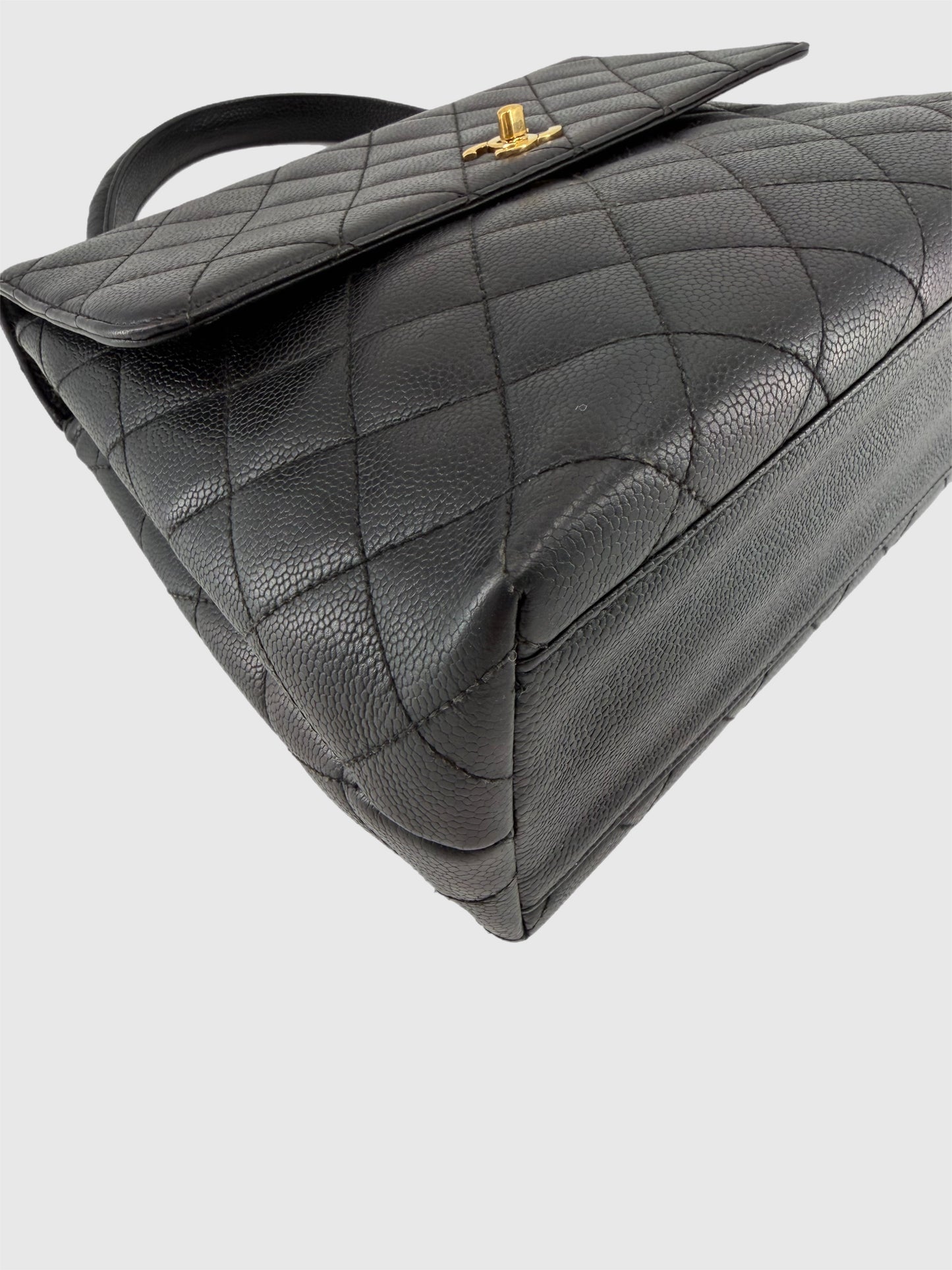 Chanel Vintage Caviar Leather Kelly Bag Black Gold Hardware