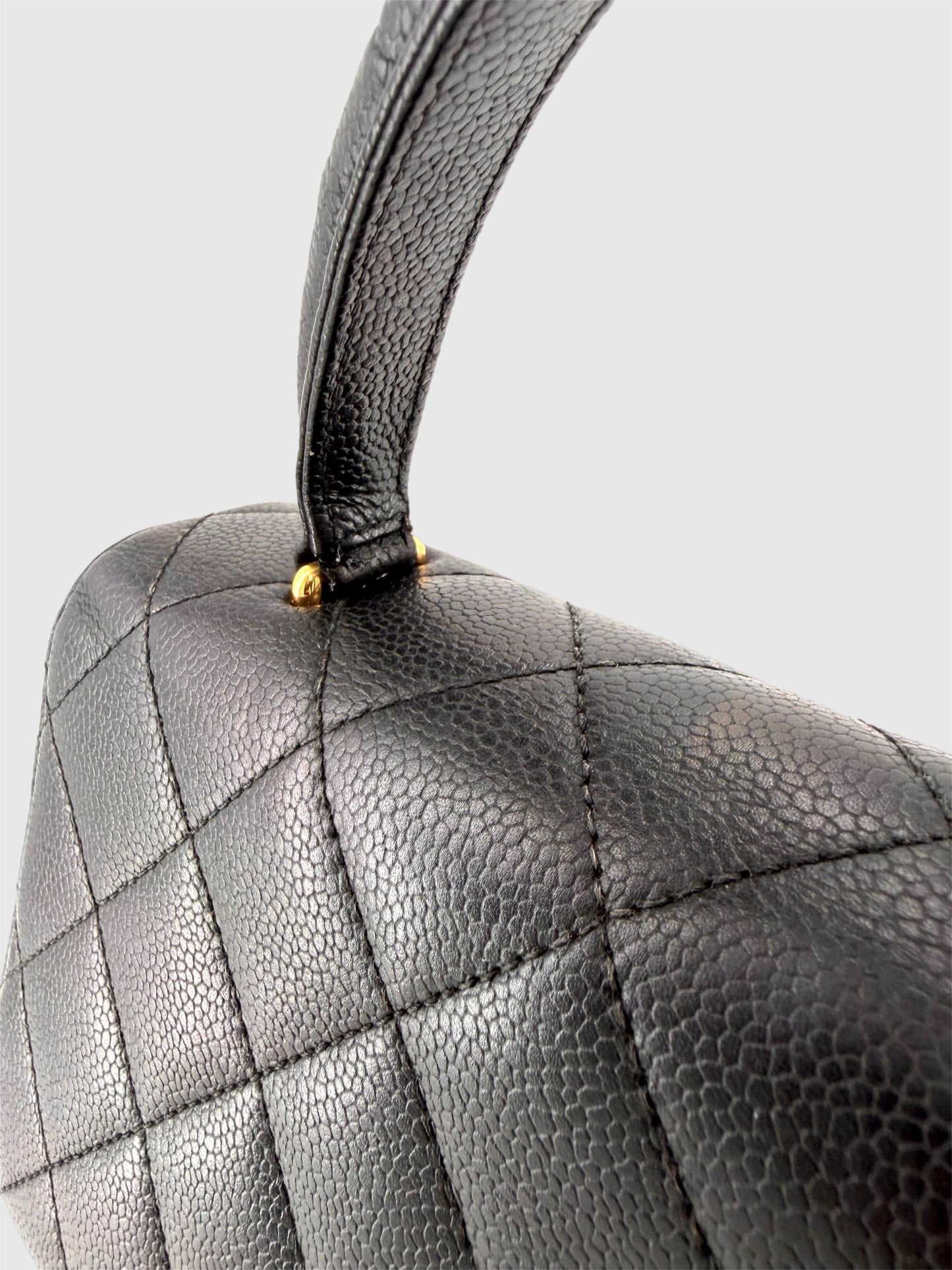 Chanel Vintage Caviar Leather Kelly Bag Black Gold Hardware