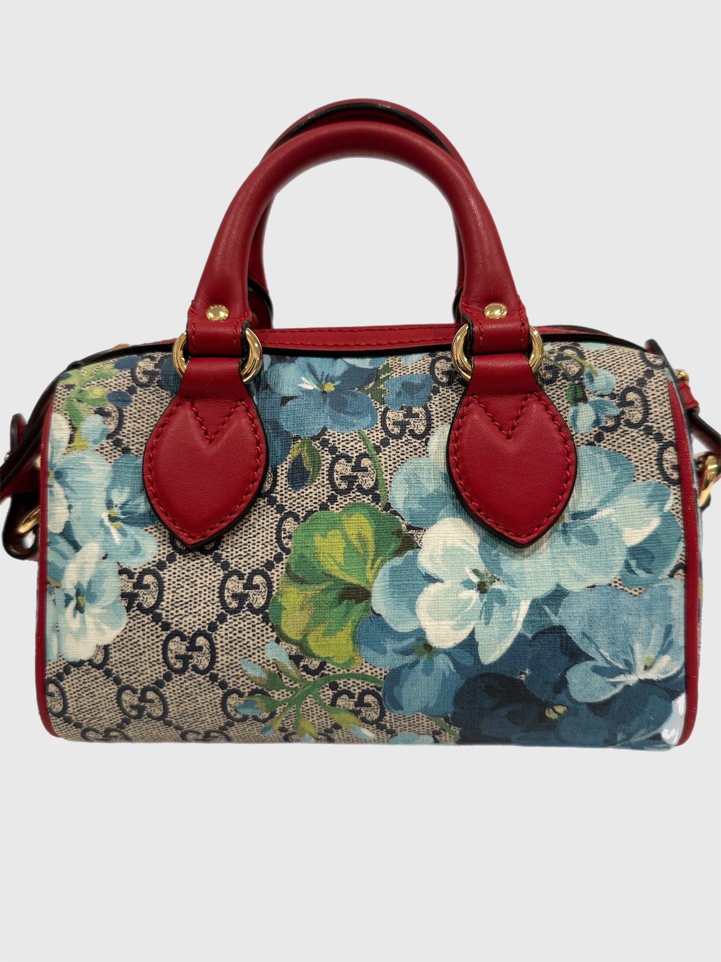 Gucci Blue Bloom Supreme GG 2way Canvas Bag Mini Boston Crossbody Handbag