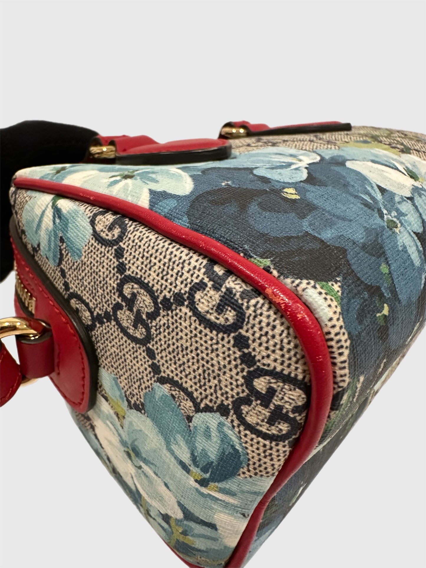 Gucci Blue Bloom Supreme GG 2way Canvas Bag Mini Boston Crossbody Handbag