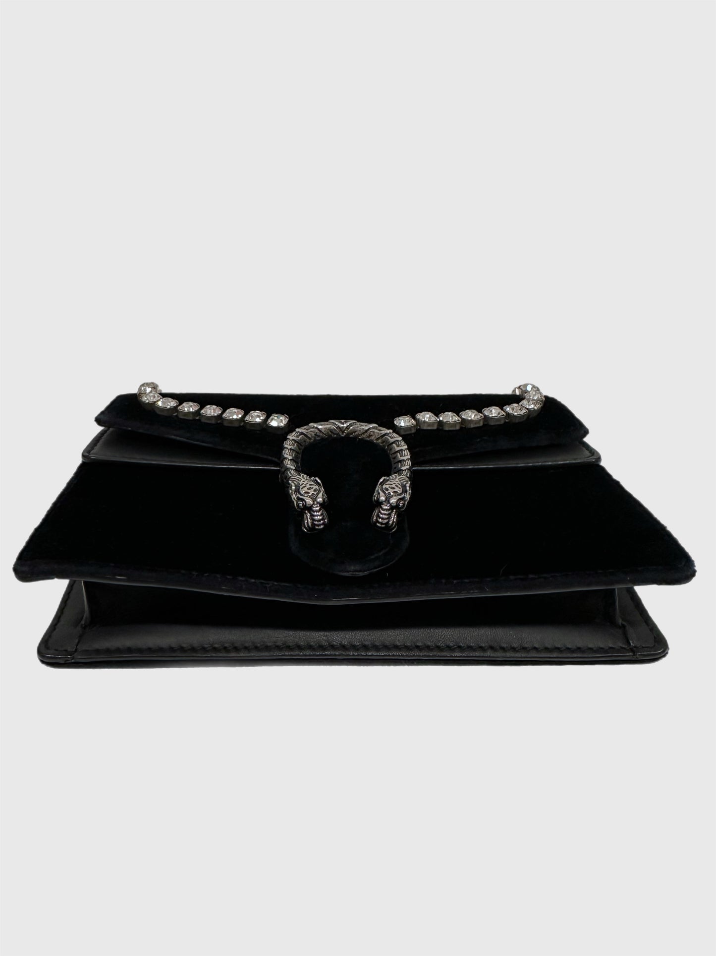 Gucci Black Velvet Crystal Dionysus Super Mini Bag