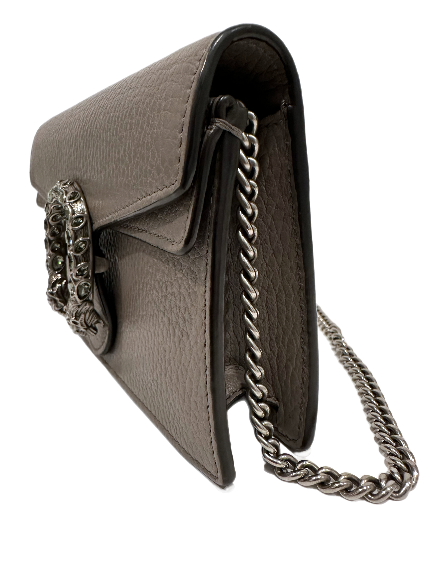 Gucci Gray Leather Crystal Dionysus Super Mini Bag