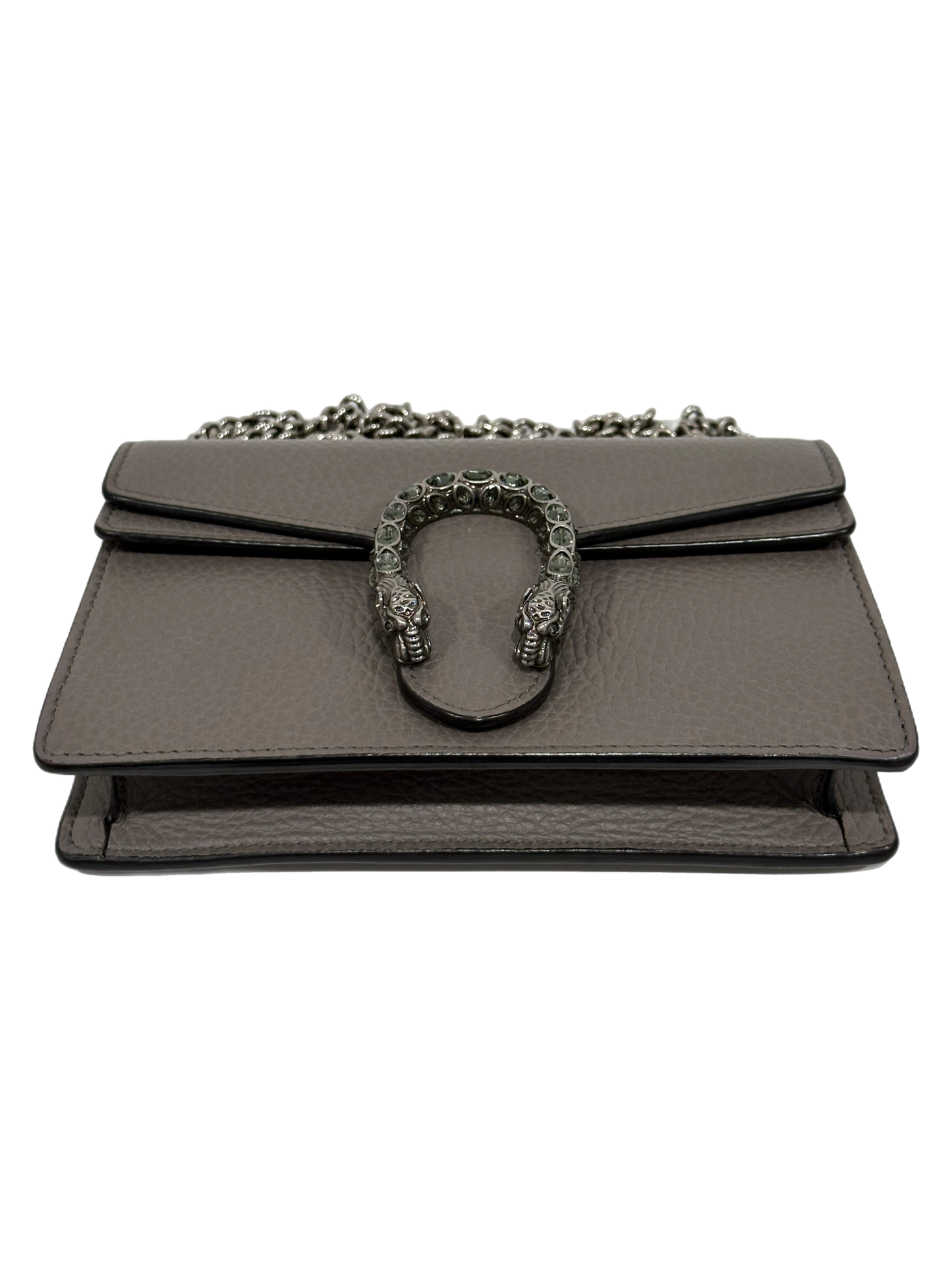 Gucci Gray Leather Crystal Dionysus Super Mini Bag