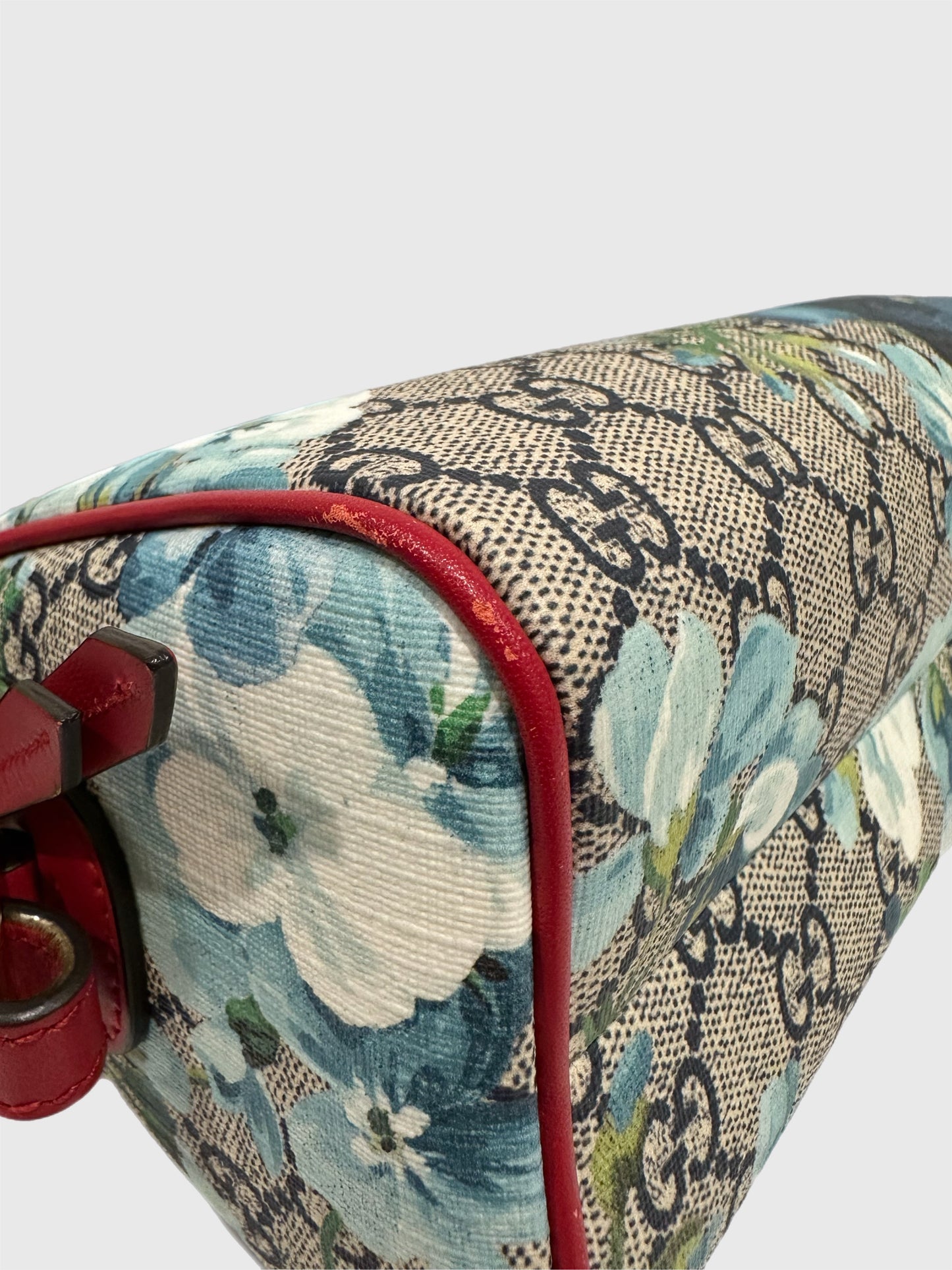 Gucci Blue Bloom Supreme GG 2way Canvas Bag Mini Boston Crossbody Handbag