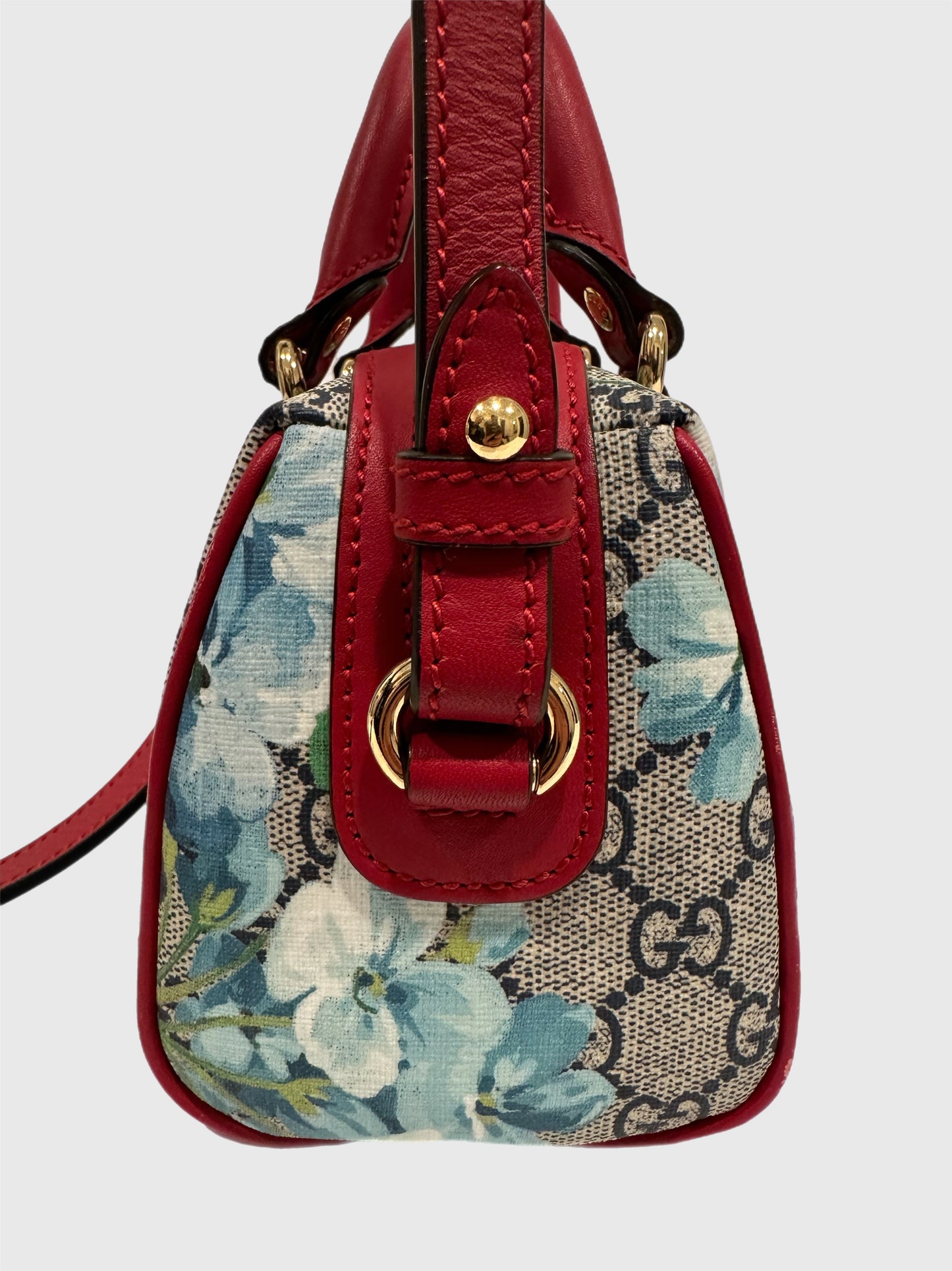 Gucci Blue Bloom Supreme GG 2way Canvas Bag Mini Boston Crossbody Handbag