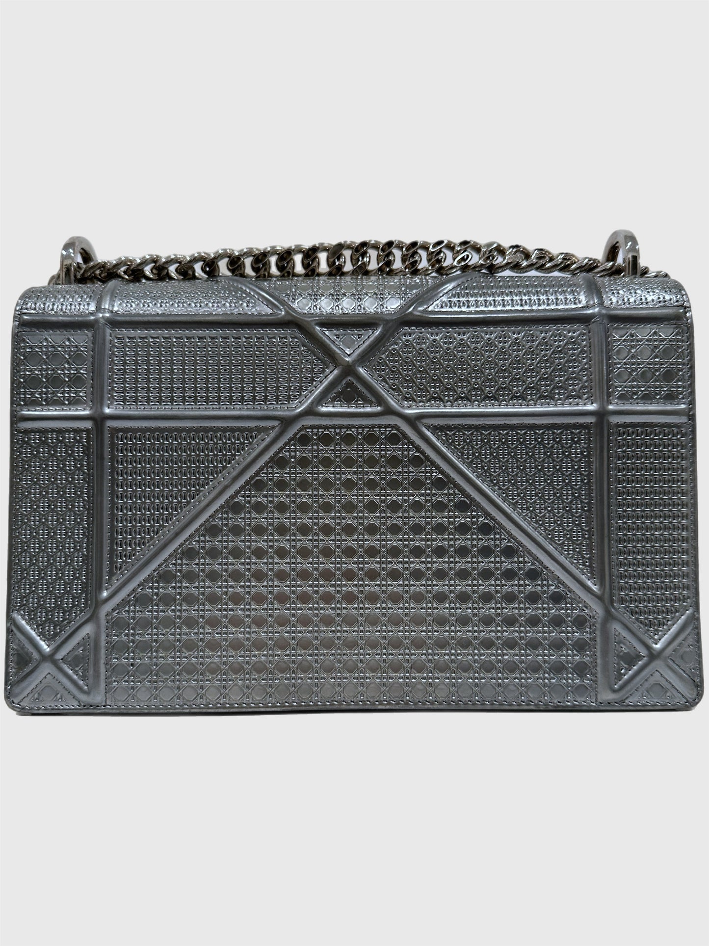 Christian Dior Metallic Patent Micro-Cannage Medium Diorama Flap Bag