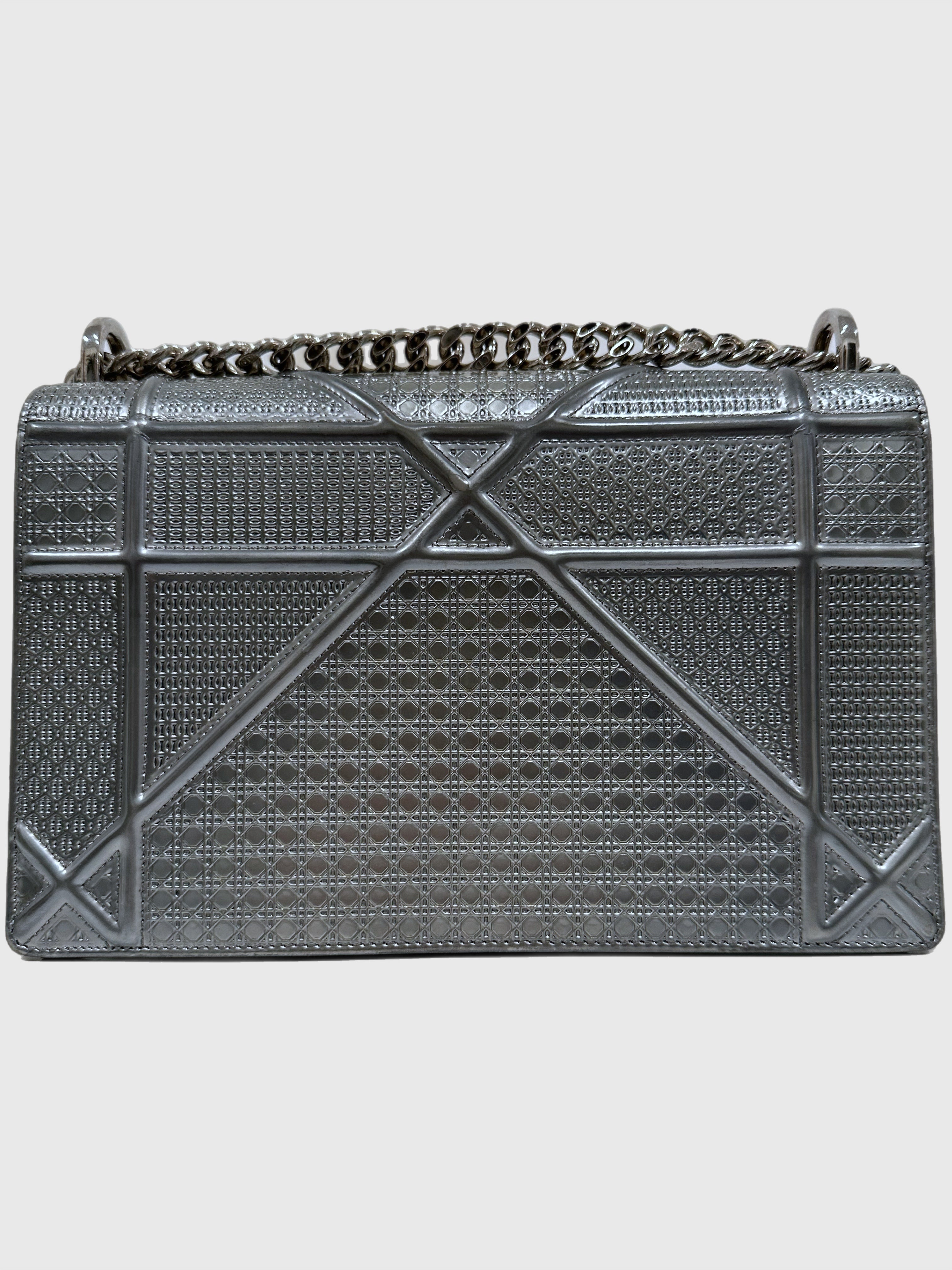 Christian Dior Metallic Patent Micro-Cannage Medium Diorama Flap Bag