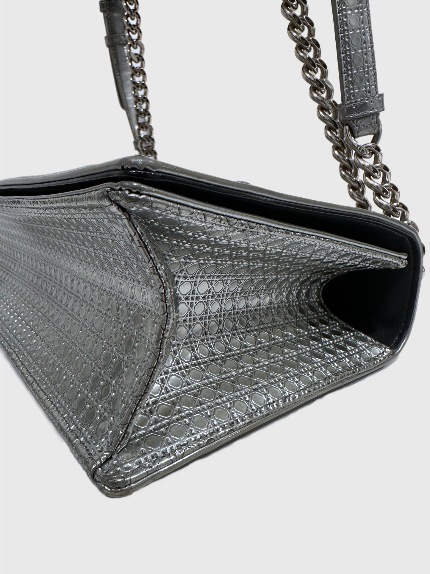 Christian Dior Metallic Patent Micro-Cannage Medium Diorama Flap Bag