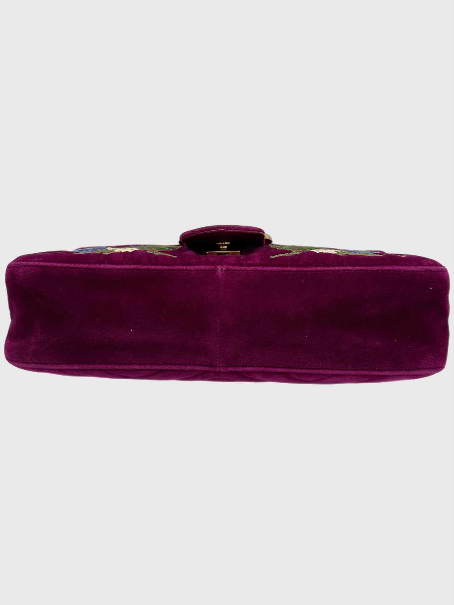 Gucci Marmont Purple Loved Embroidered Floral Medium Bag