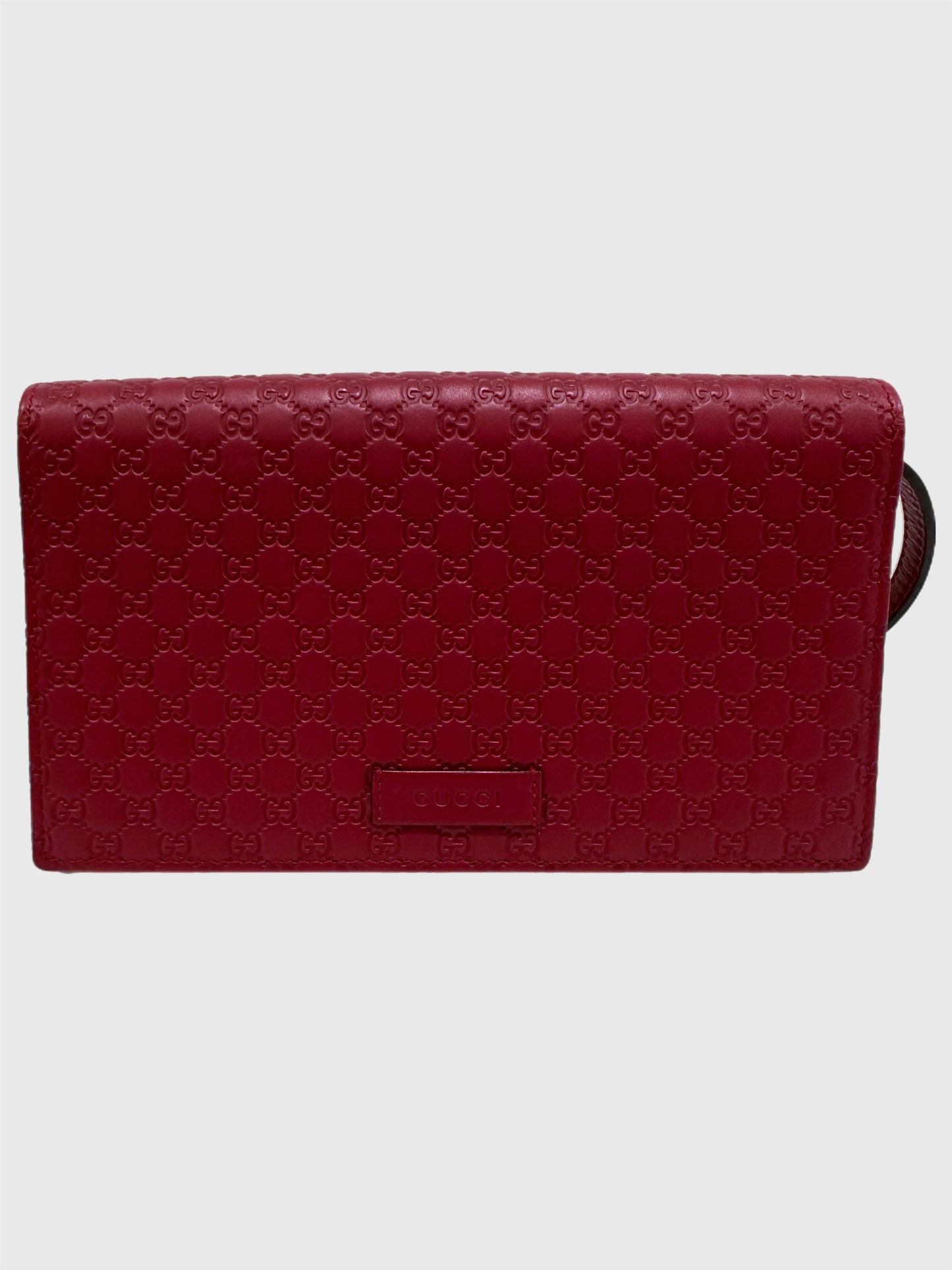 Gucci Red Microguccissima GG Leather Crossbody Strap Wallet