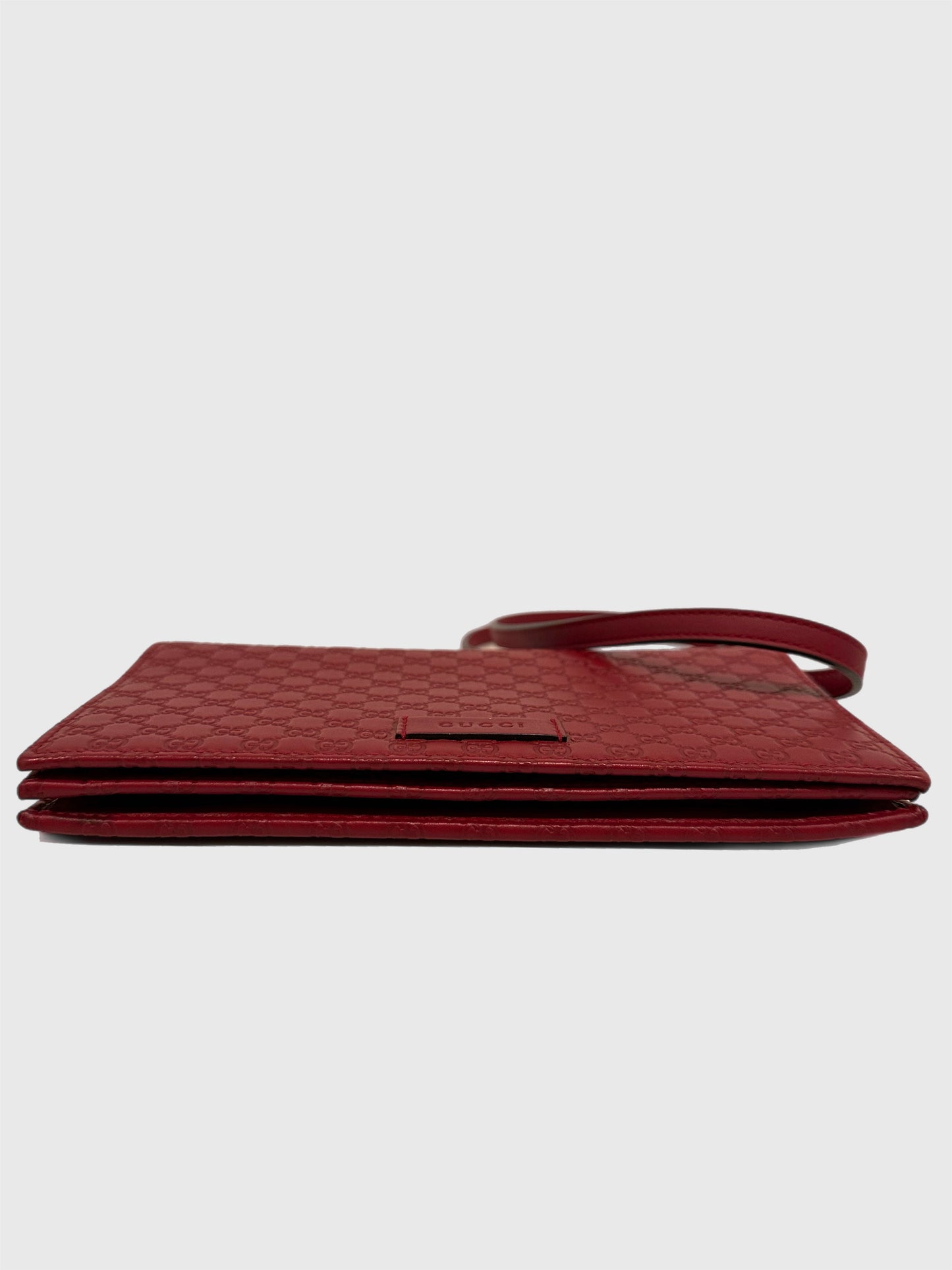 Gucci Red Microguccissima GG Leather Crossbody Strap Wallet