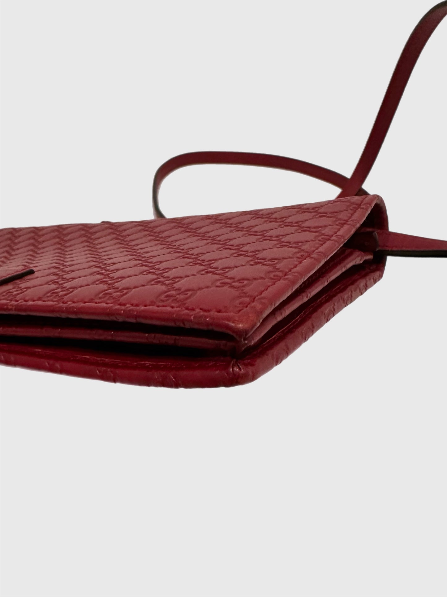 Gucci Red Microguccissima GG Leather Crossbody Strap Wallet